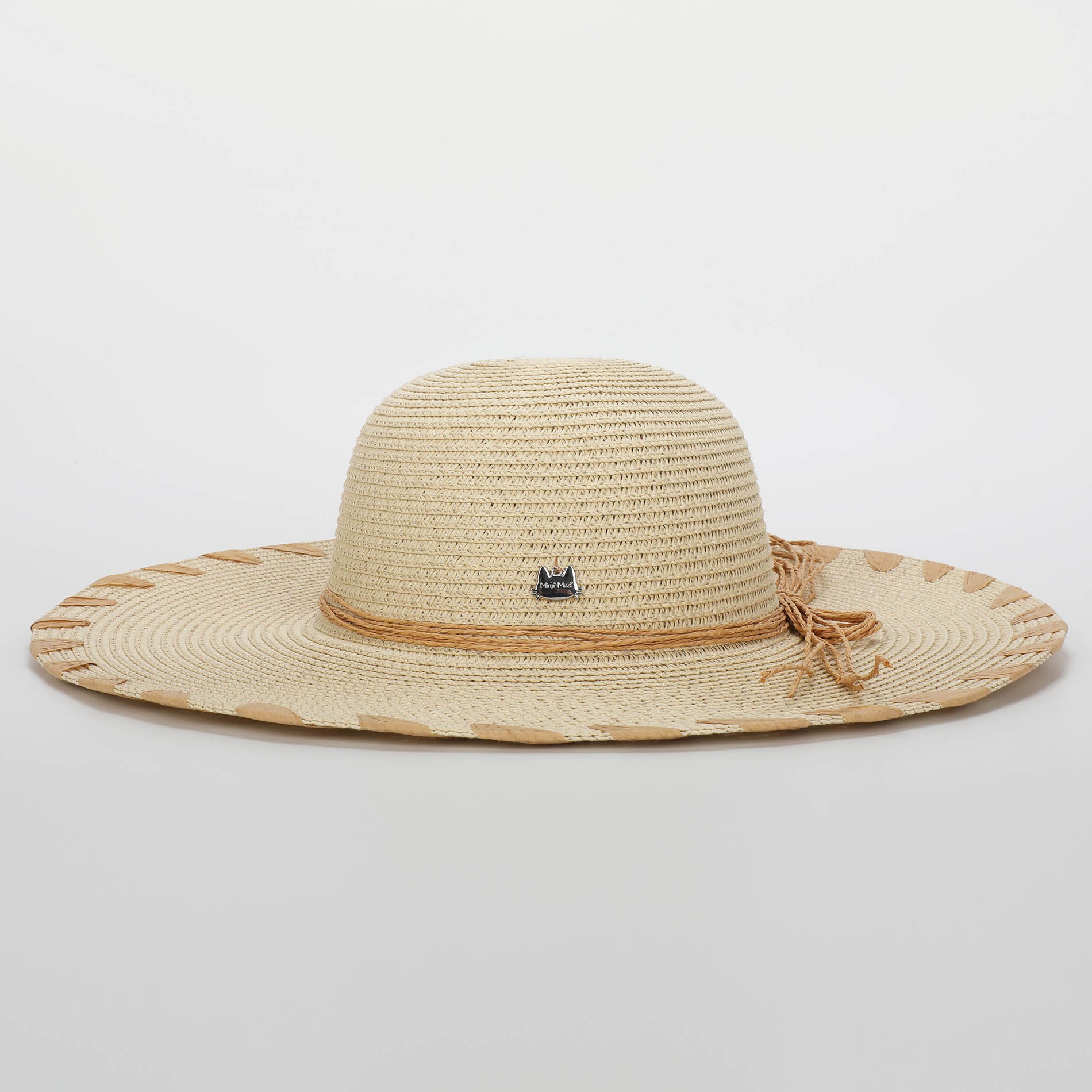 Cappello Mimi Mua a tesa larga con dettagli intrecciati Beige TU | Giò Fashion