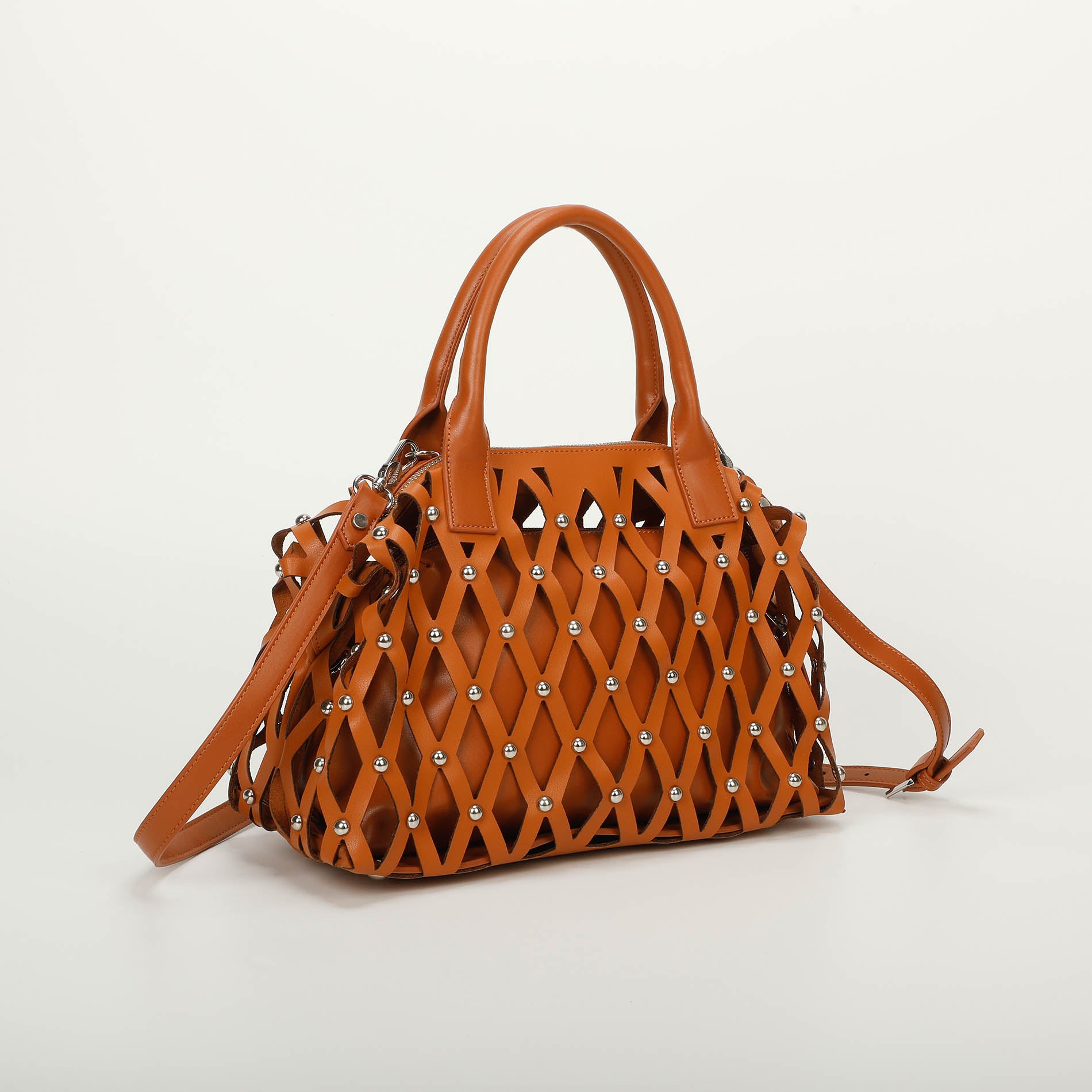Mimi Mua borsa bauletto effetto rete con borchie