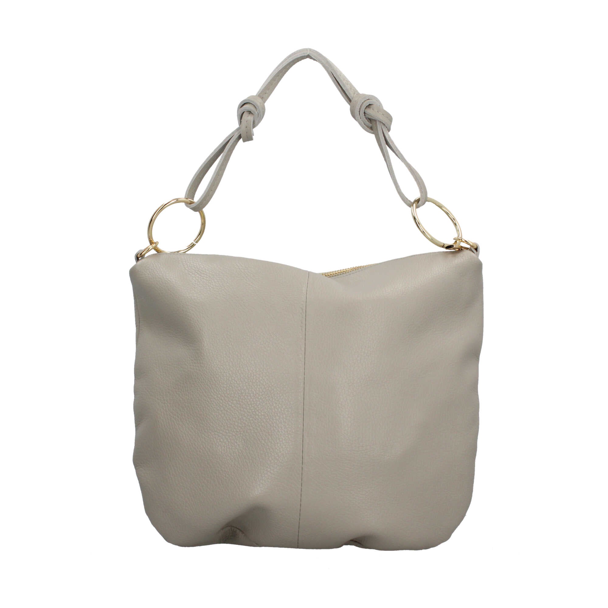 Borsa a spalla in pelle Made in Italy con manico ad anelli