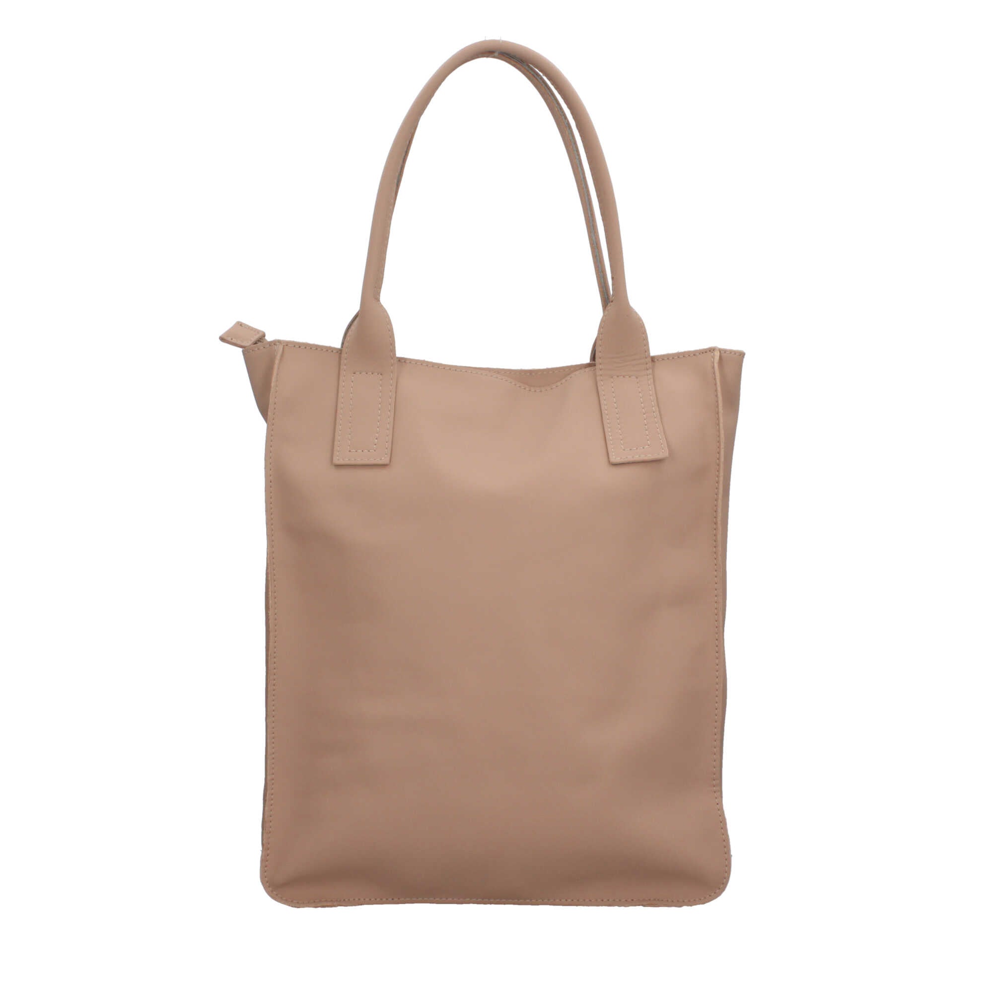 Borsa Made in Italy shopper in vera pelle con manici lunghi