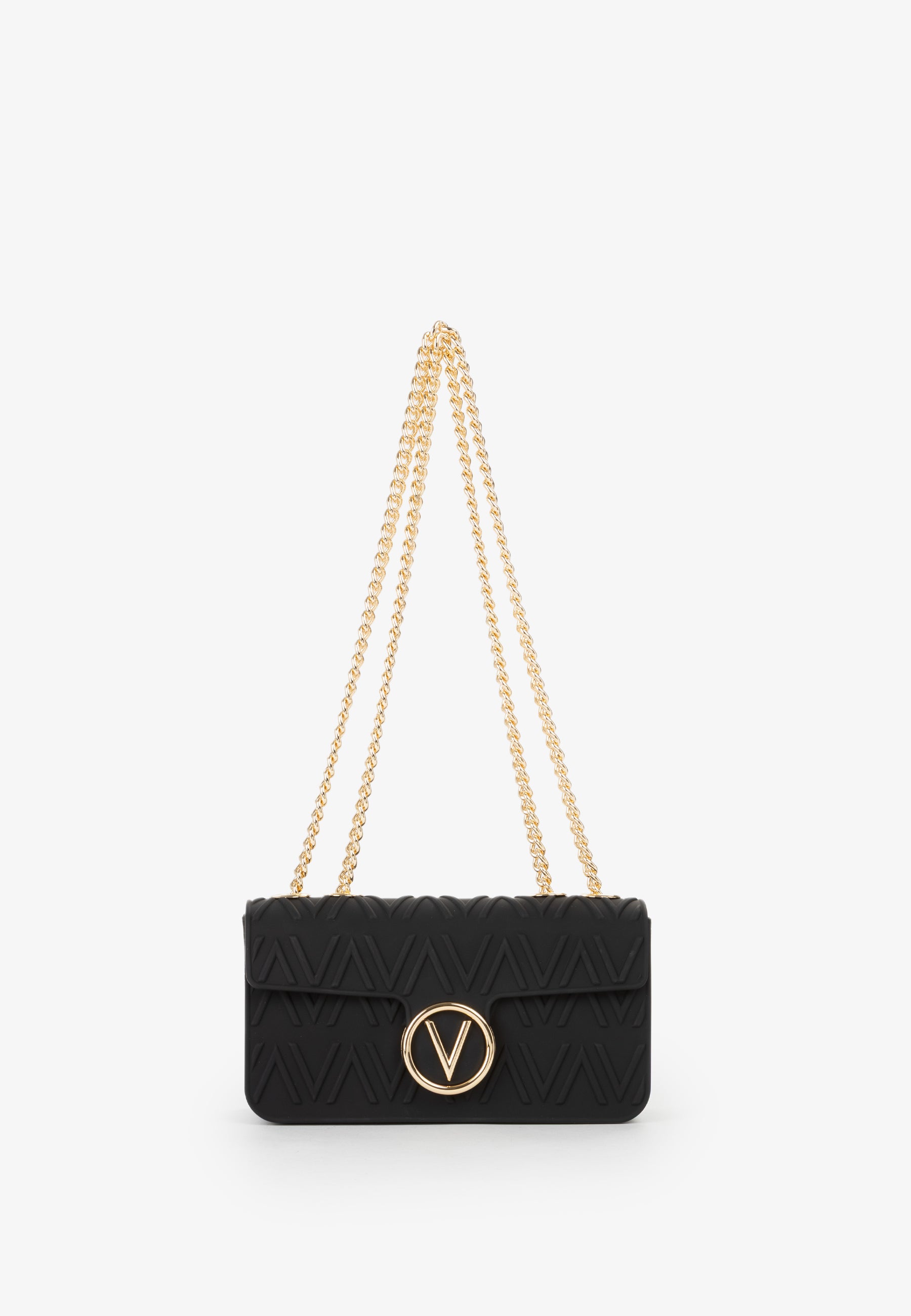Borsa a spalla Mario Valentino con catena dorata e logo frontale iconico Nero TU | Giò Fashion