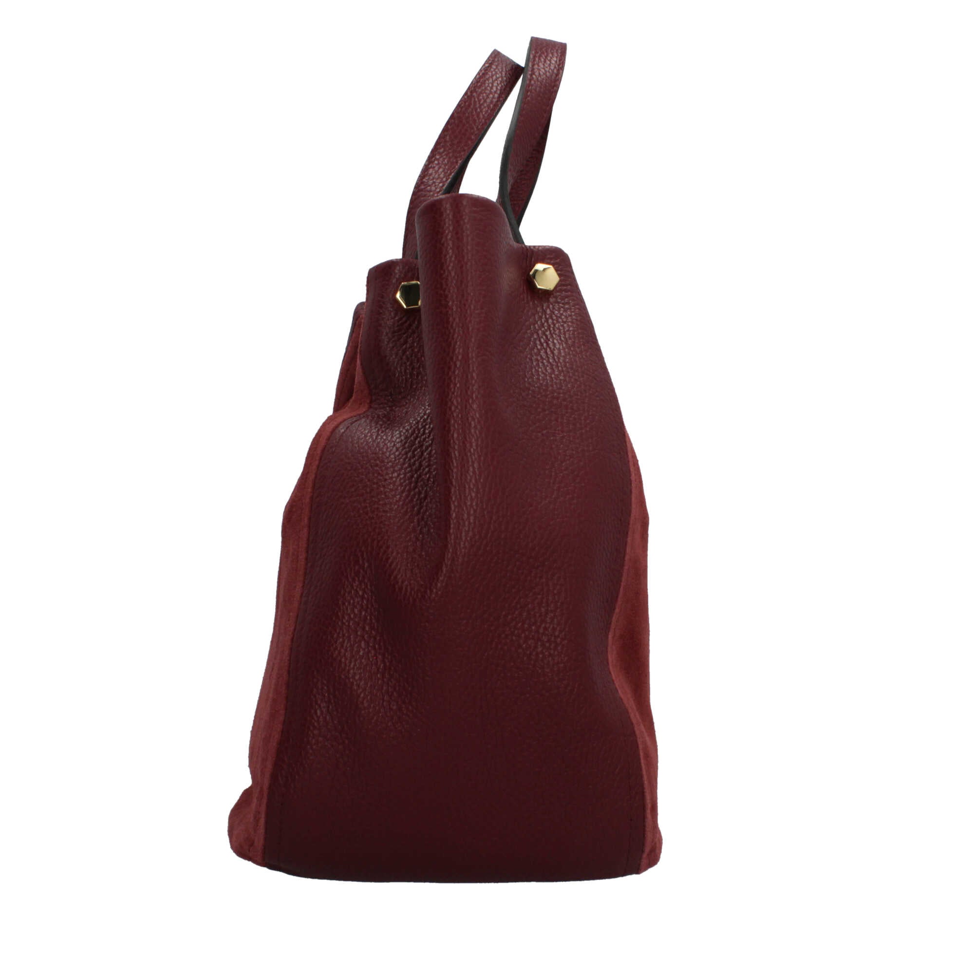 Borsa a mano Made in Italy in pelle e suede con tracolla rimovibile