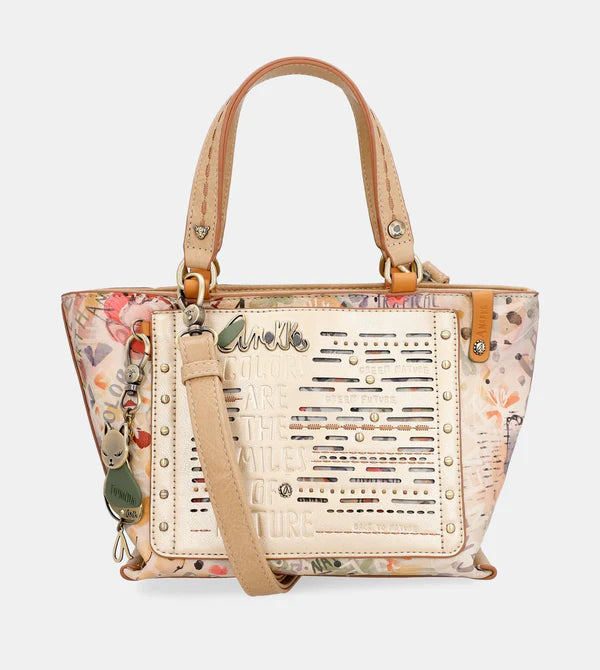 Borsa a mano Anekke con traforo e stampa floreale Beige TU | Giò Fashion