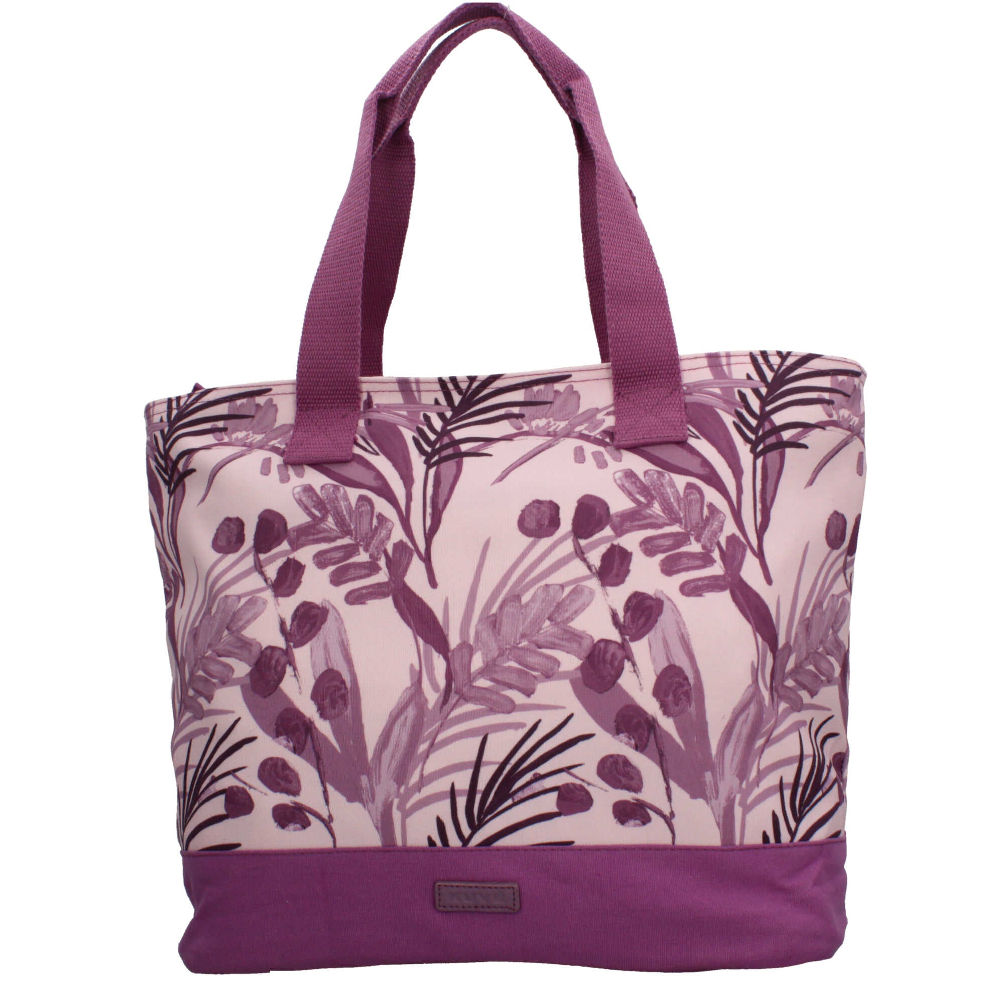 Borsa mare Kuve con fantasia tropicale e base rinforzata