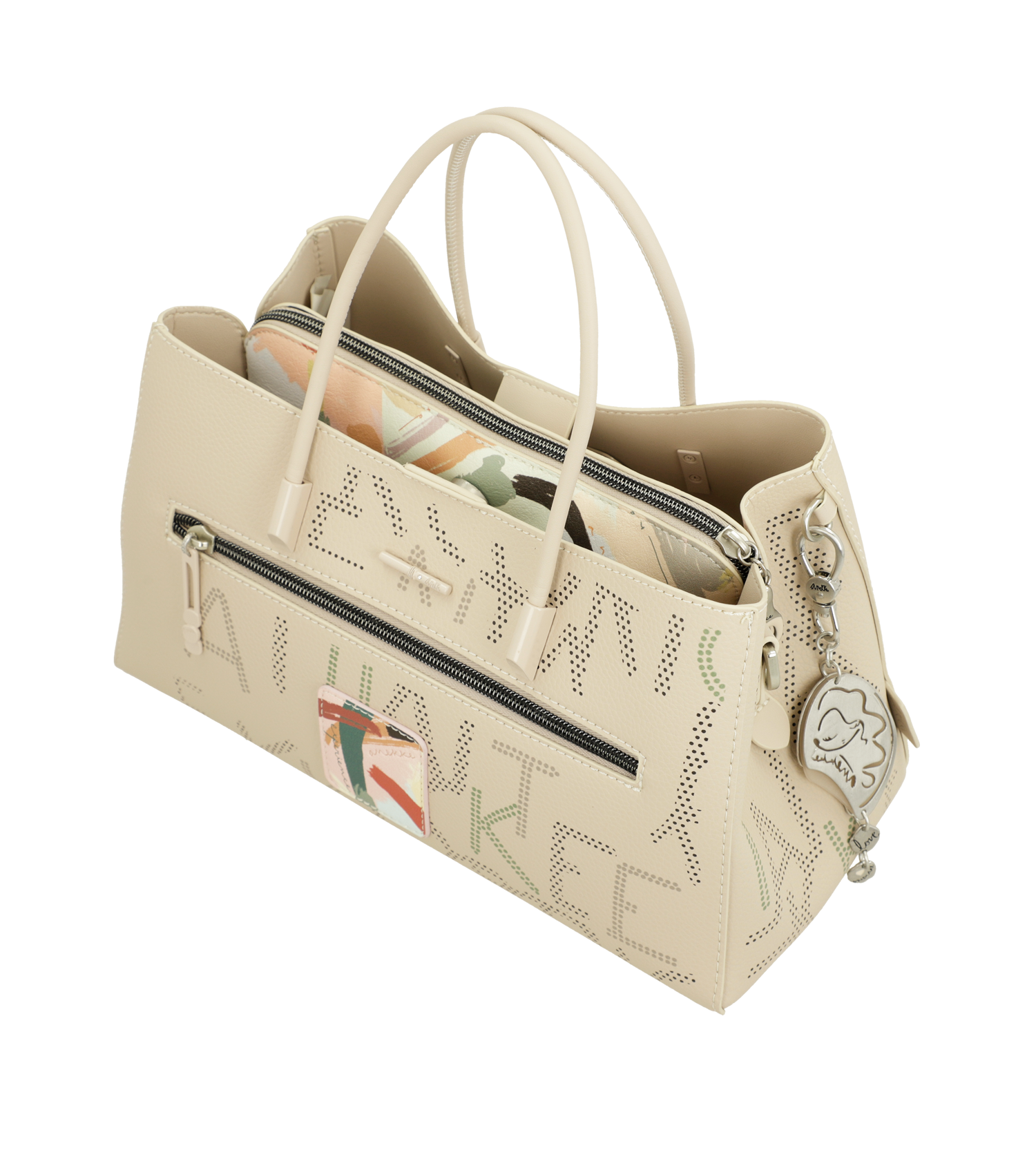 Borsa Anekke con decorazioni traforate e tracolla removibile