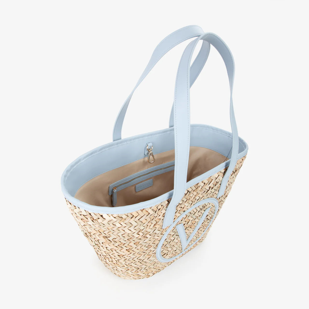 Borsa shopping Valentino in paglia con logo frontale