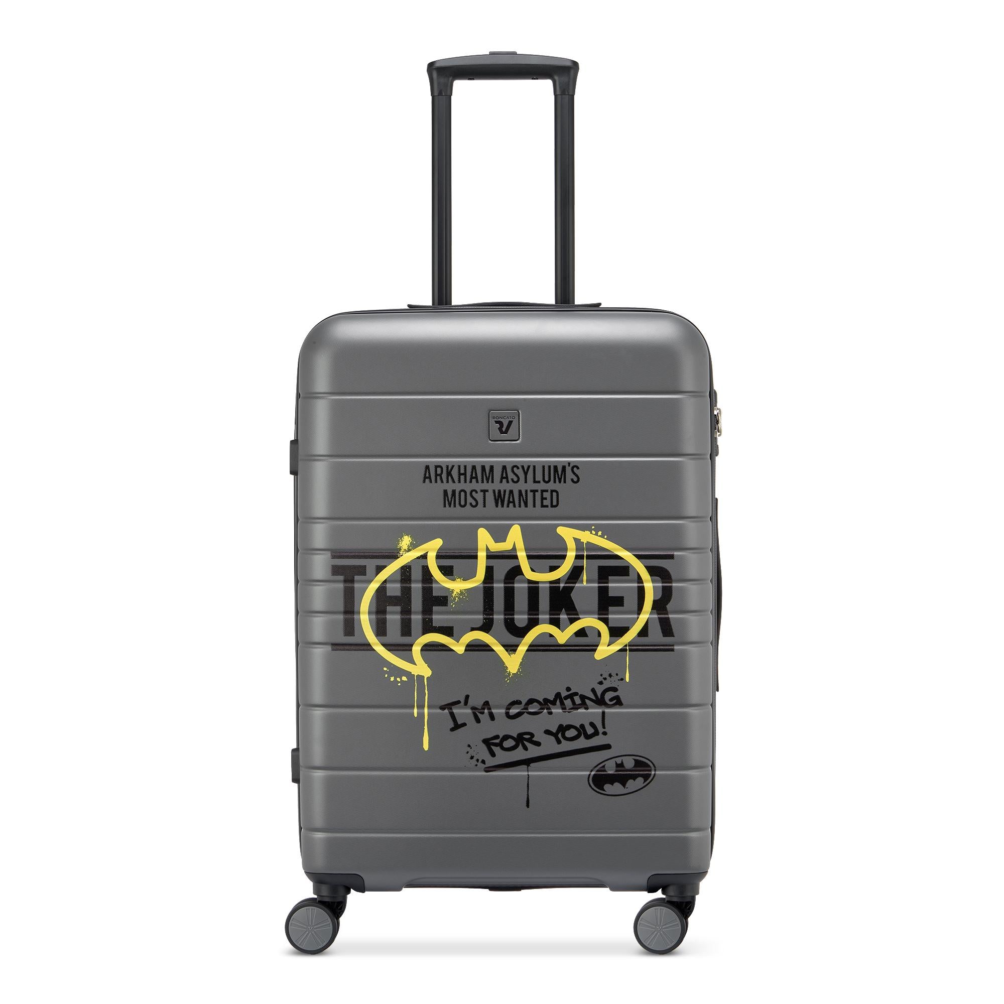 Trolley rigido medio V-Project con grafica supereroe e quattro ruote multidirezionali