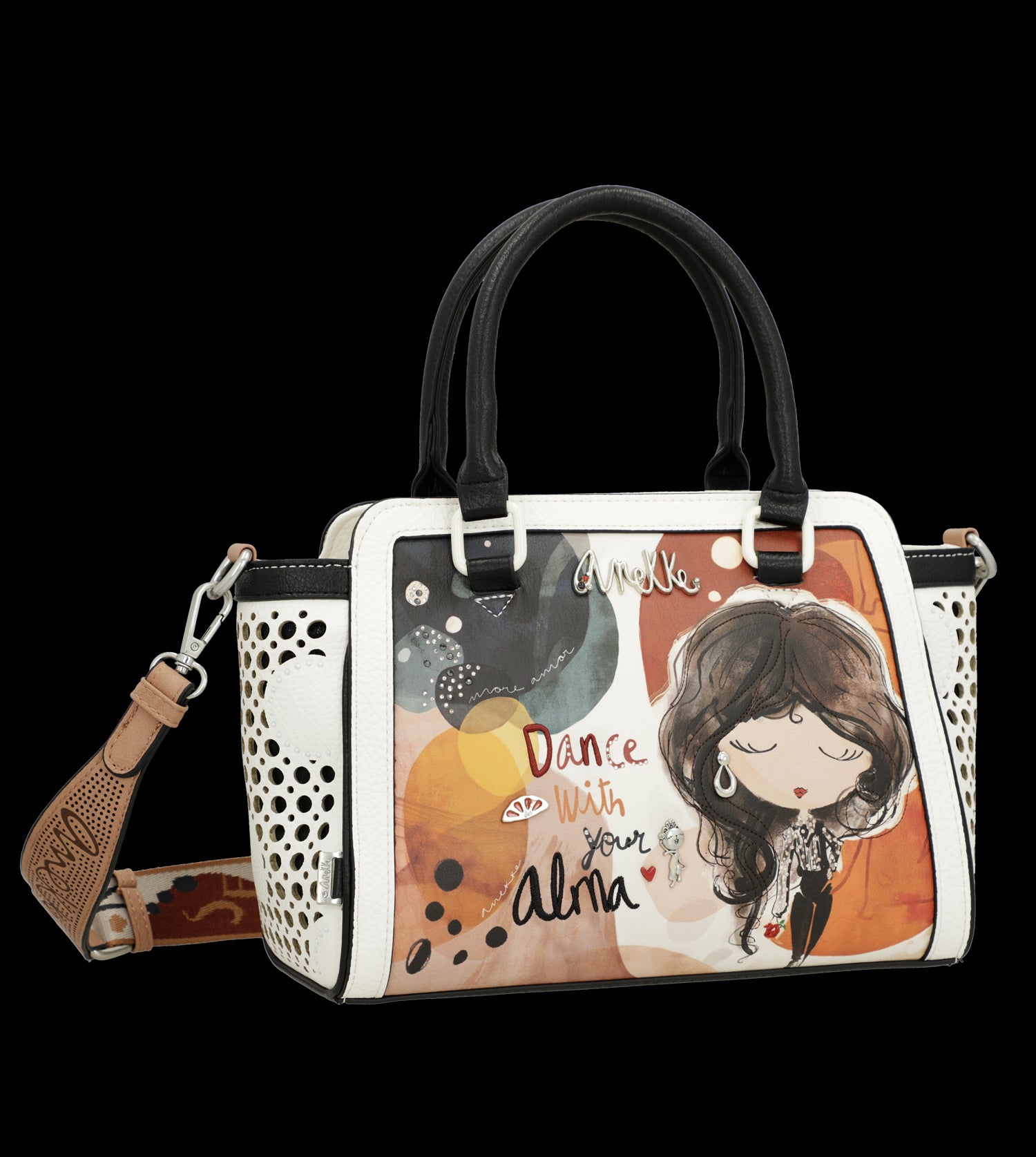 Borsa a mano Anekke con dettagli traforati e design artistico
