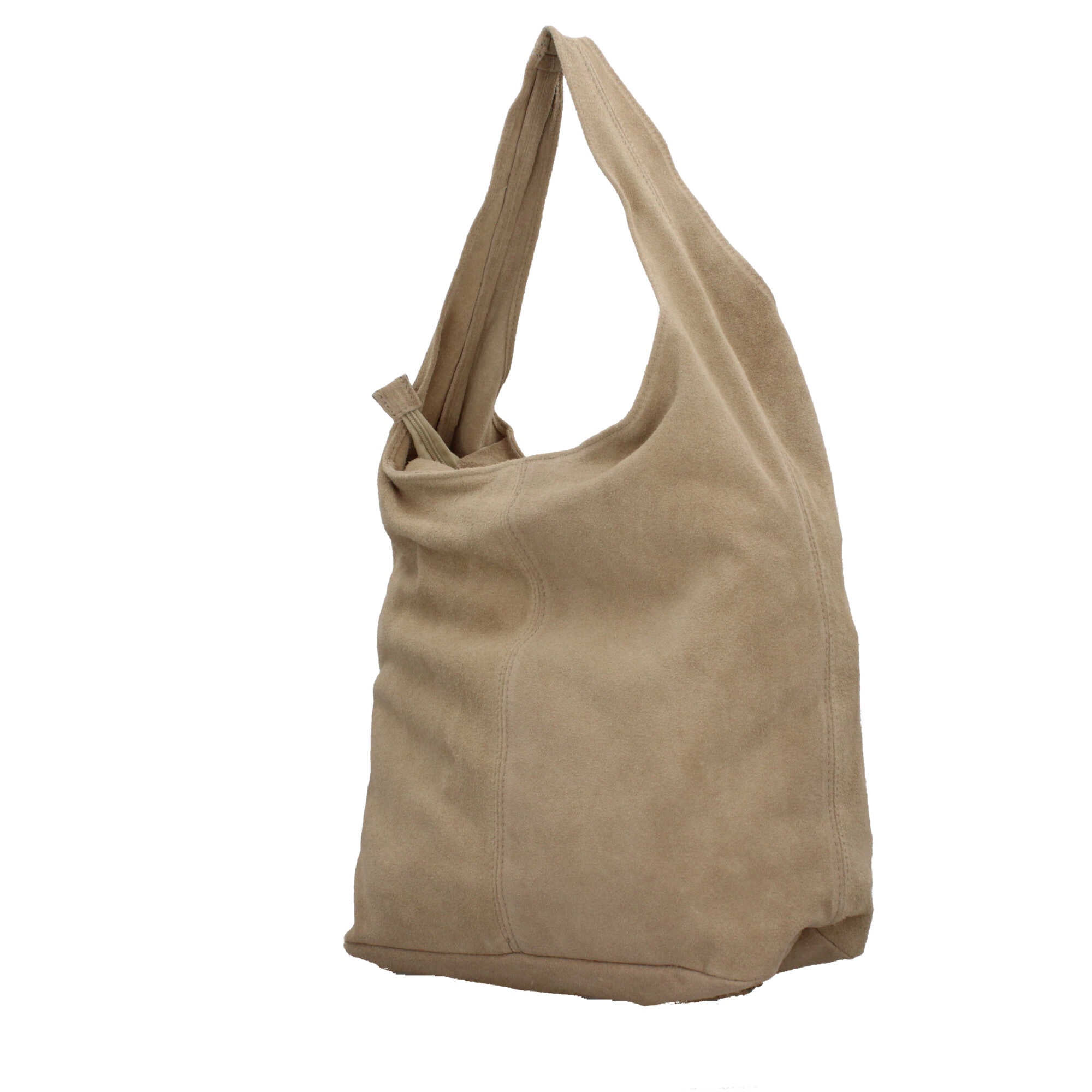 Borsa a spalla in camoscio Made in Italy dal design contemporaneo