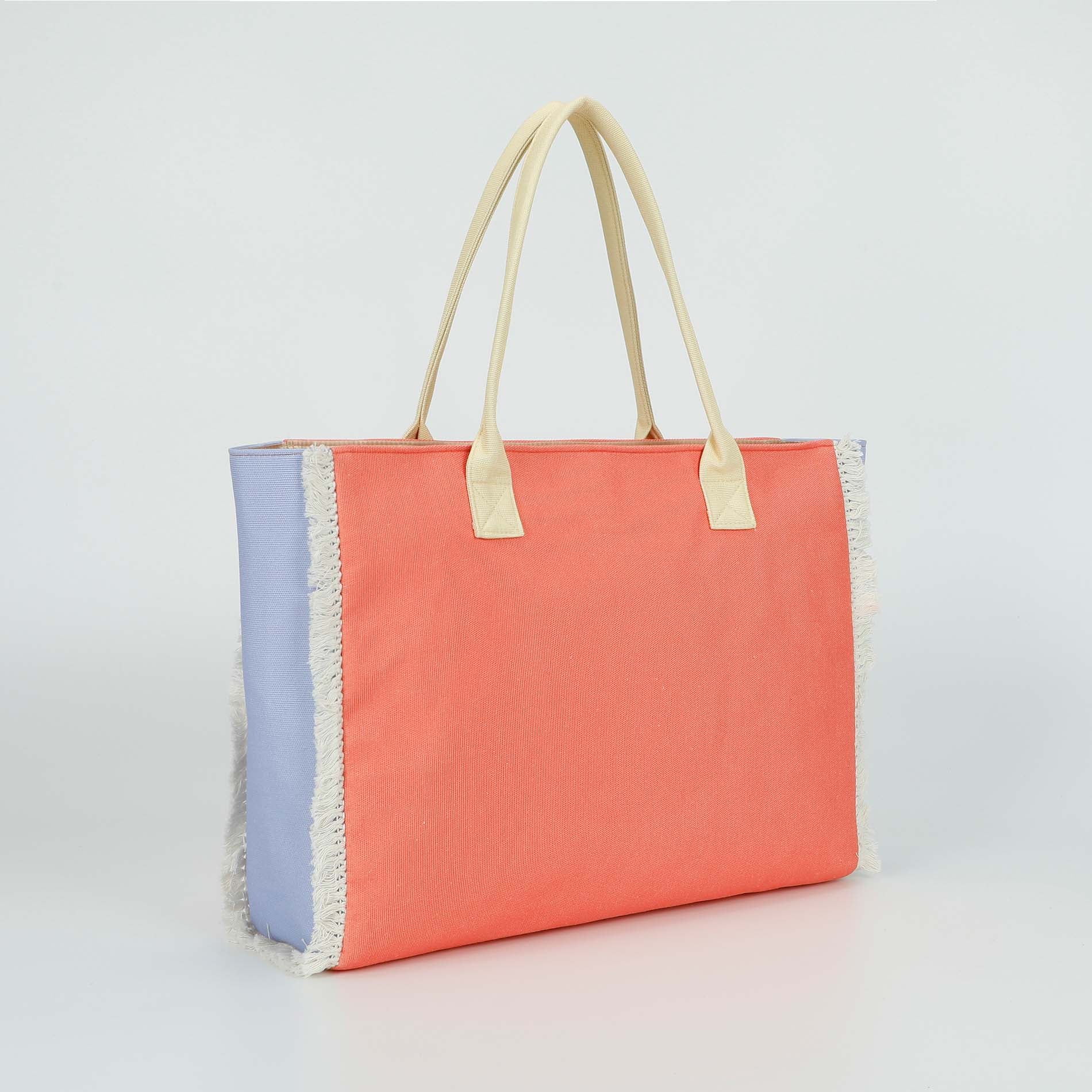 Mimi Mua borsa shopper in tessuto con frange e scritta