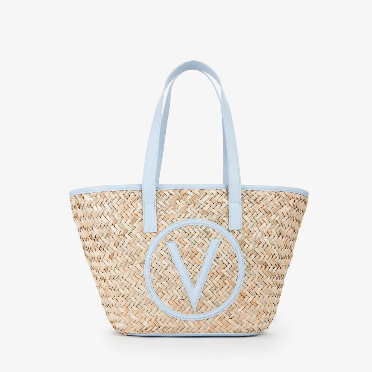 Borsa shopping Valentino in paglia con logo frontale