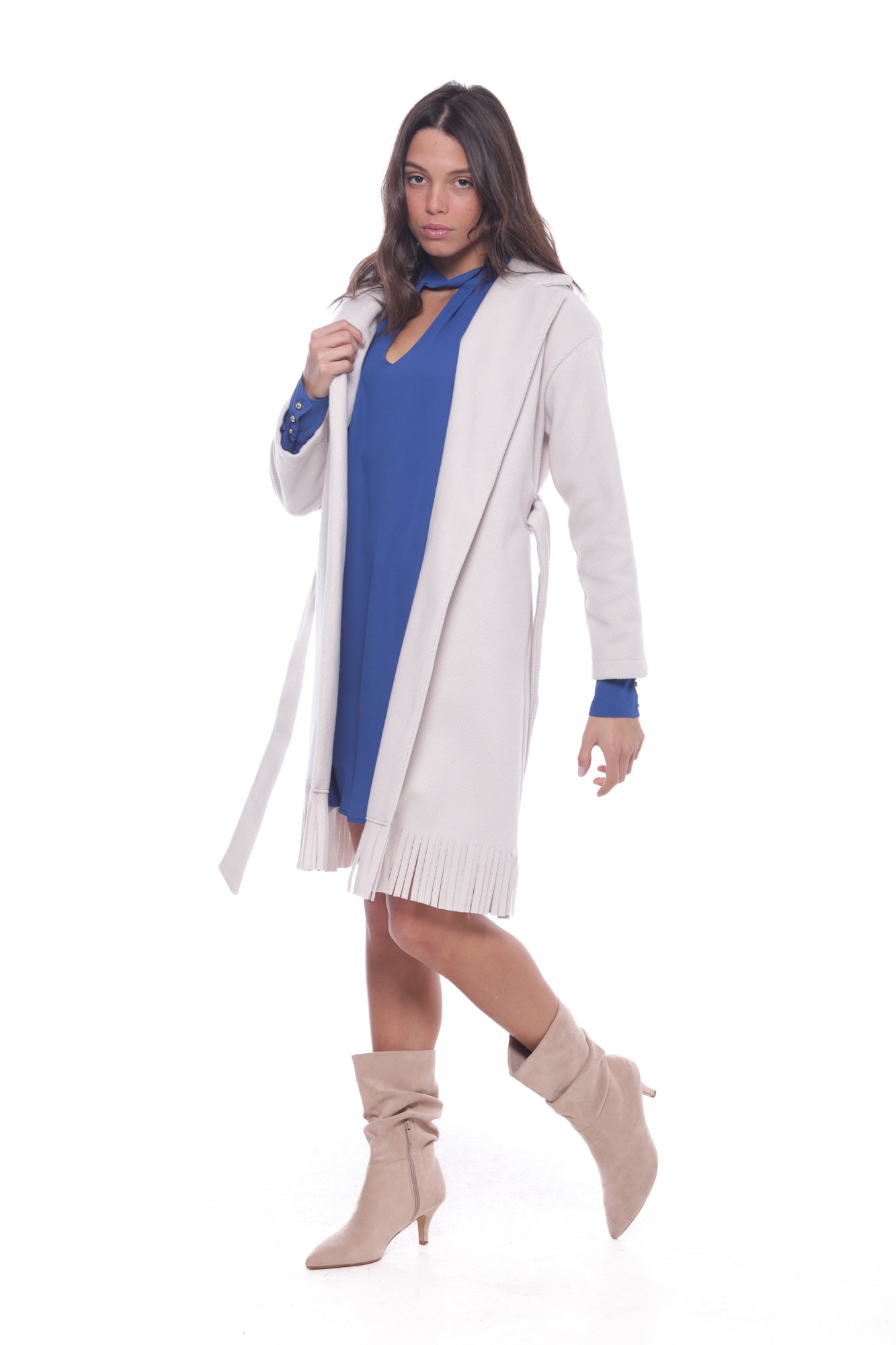 Cappotto sfoderato a vestaglia Mimi Mua con frange