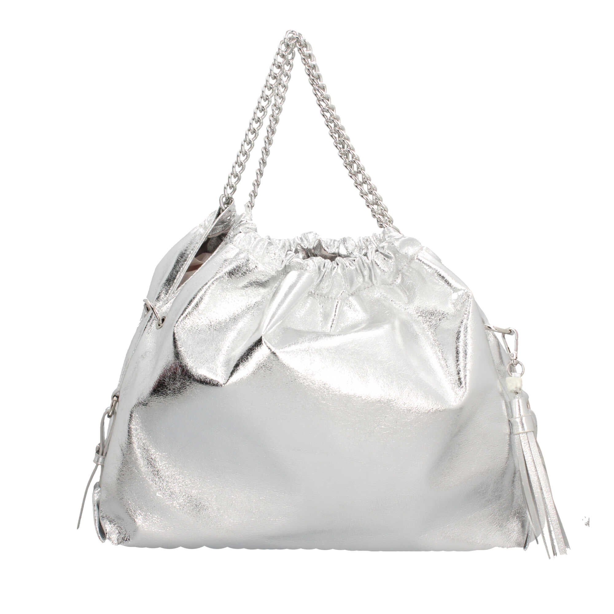 Borsa a spalla BY BYBLOS con effetto lucido e manici a catena