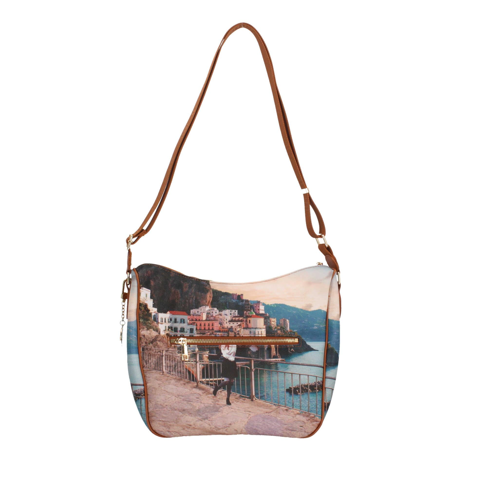Borsa a tracolla con citta y not