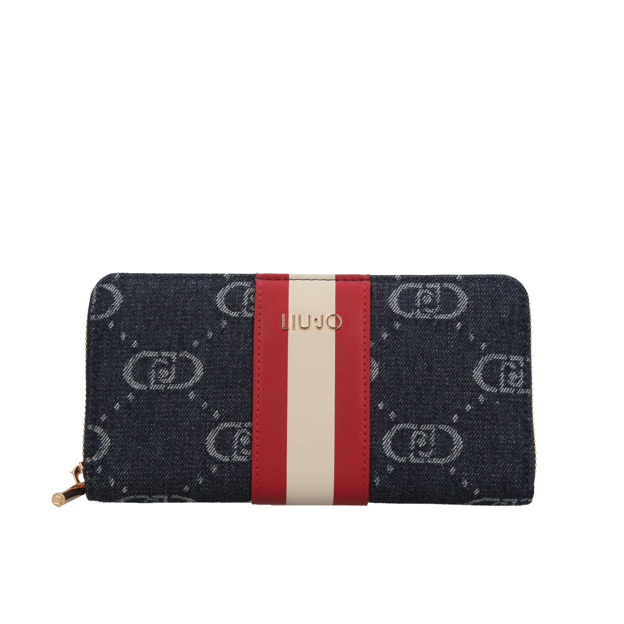 Portafoglio Donna Liu Jo in Tessuto Monogram con Chiusura Zip Blu TU | Giò Fashion