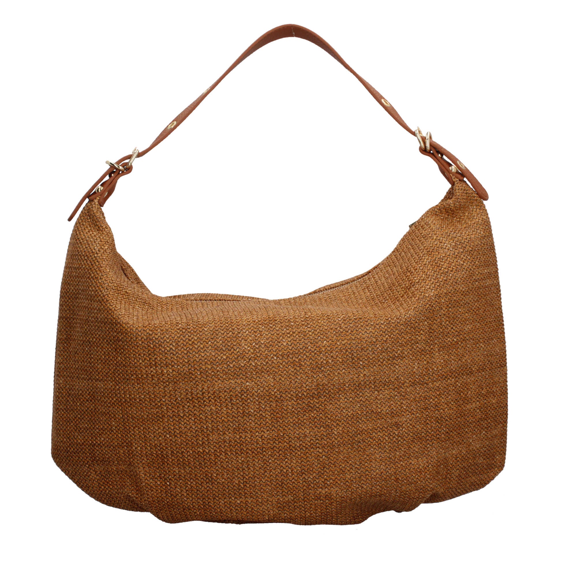 Borsa donna YNot in rafia con manico a spalla e zip