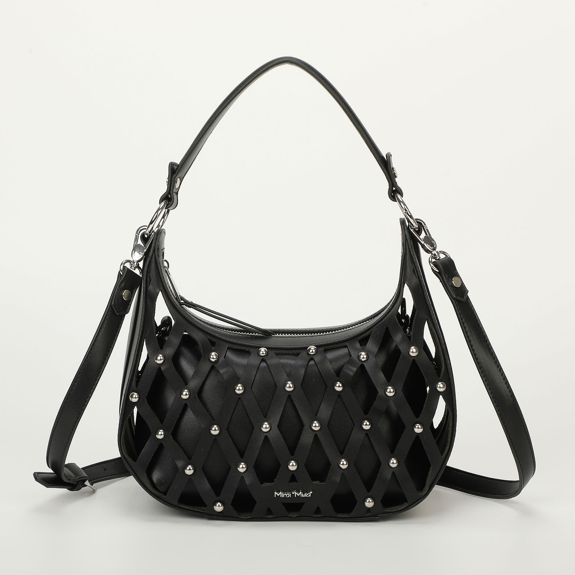 Mimi Mua borsa a spalla effetto rete con borchie