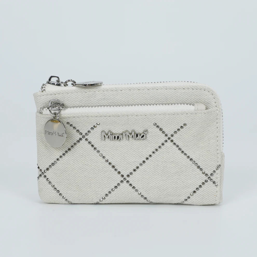 Portafoglio Mimi Mua piccolo in jeans con zip Bianco TU | Giò Fashion