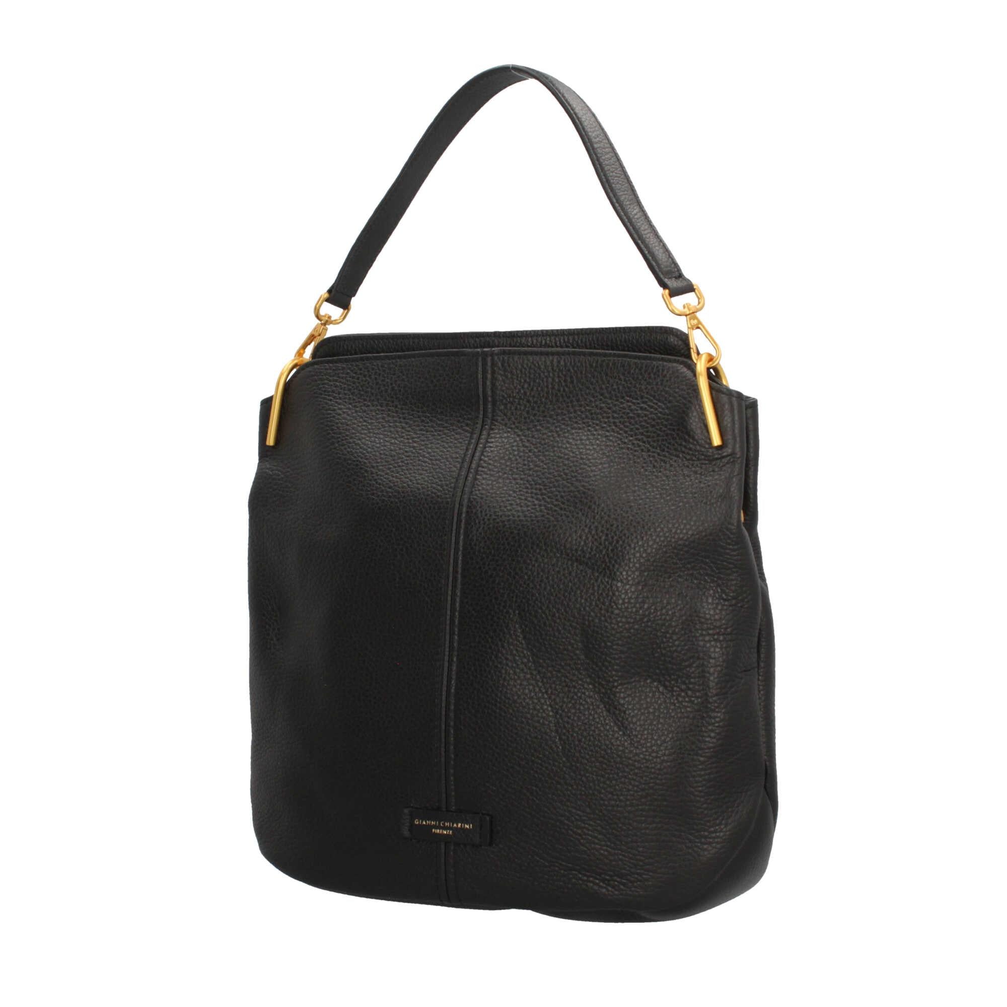 Gianni Chiarini Leila Hobo Bag in Pelle Martellata con Dettagli Luminosi