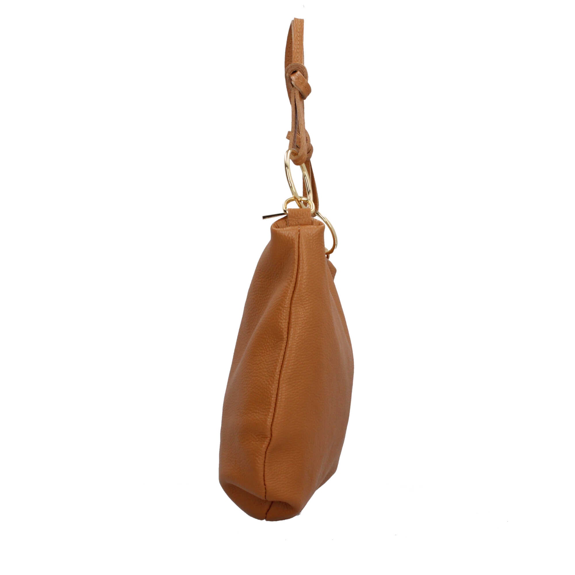 Borsa a spalla in pelle Made in Italy con manico ad anelli