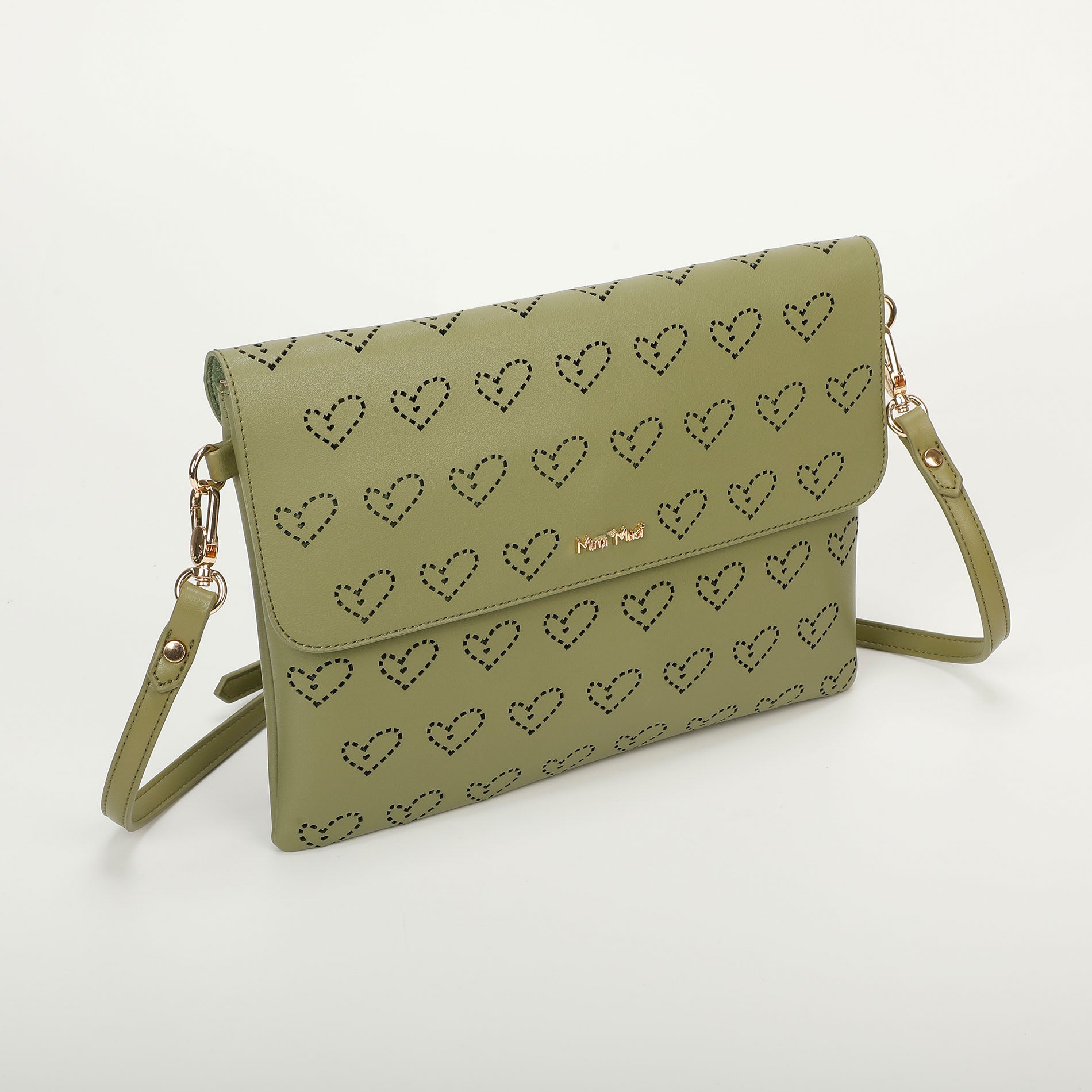 Mimi Mua borsa a tracolla con cuore traforato Verde TU | Giò Fashion