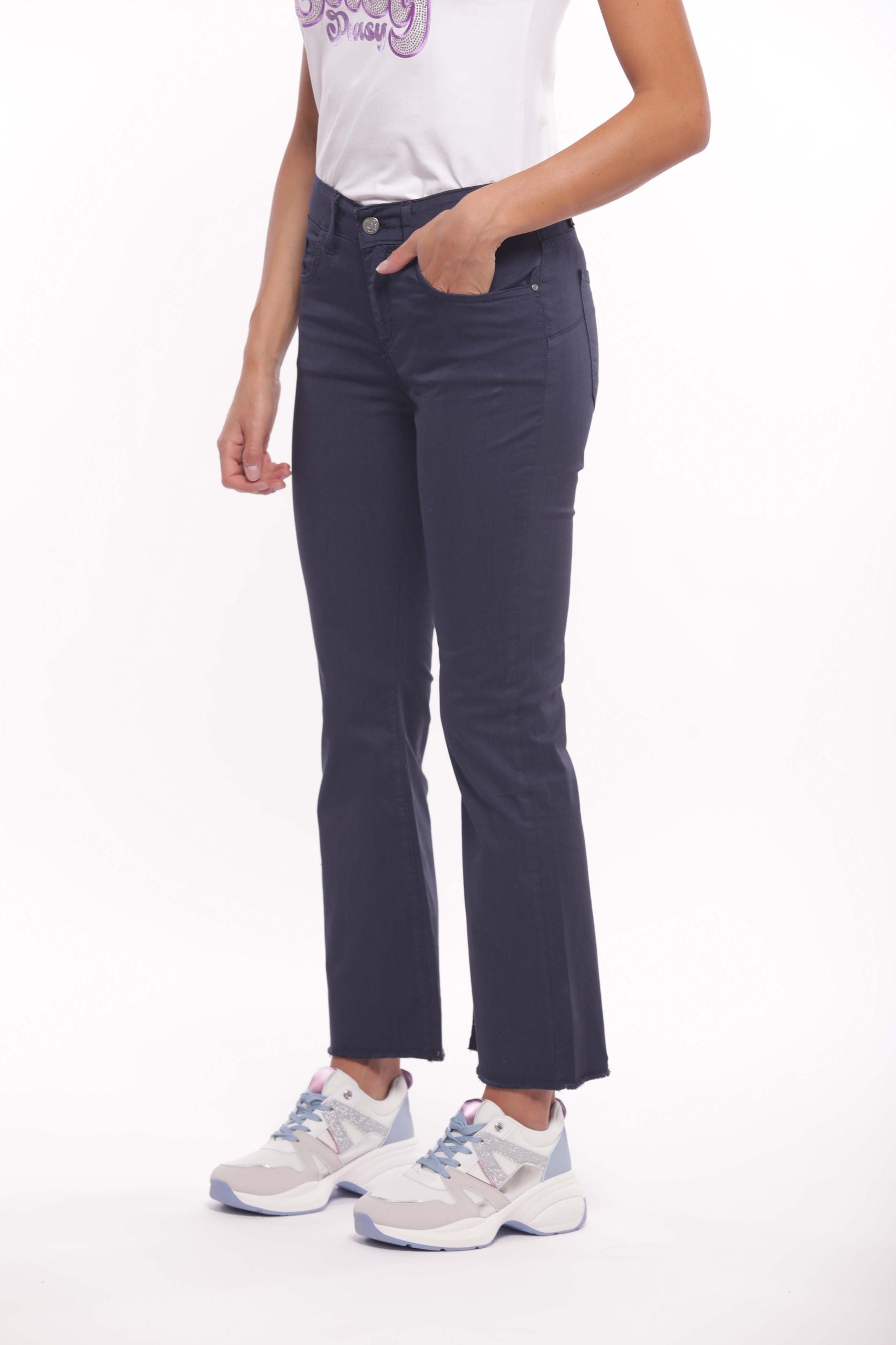 Mimi Mua pantalone cropped flare in gabardina