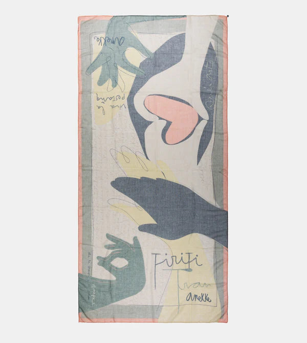 Anekke Sciarpa Ole in poliestere con stampa artistica Beige TU | Giò Fashion