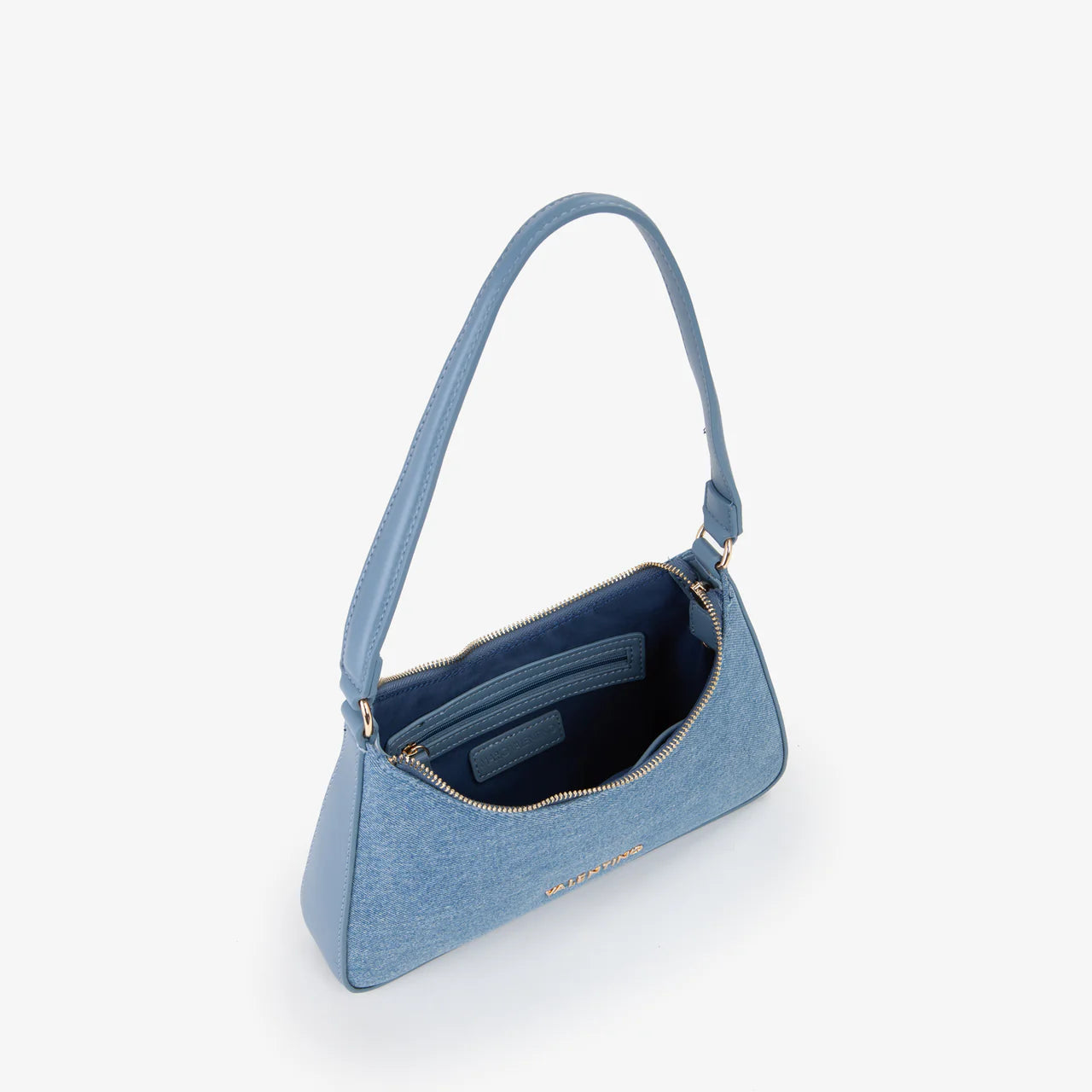 Borsa a spalla Valentino modello Kelly in tessuto effetto denim