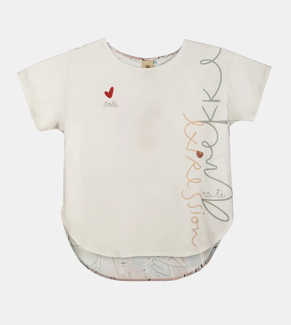 T-shirt Anekke con dettagli grafici e orlo arrotondato Bianco S/M | Giò Fashion