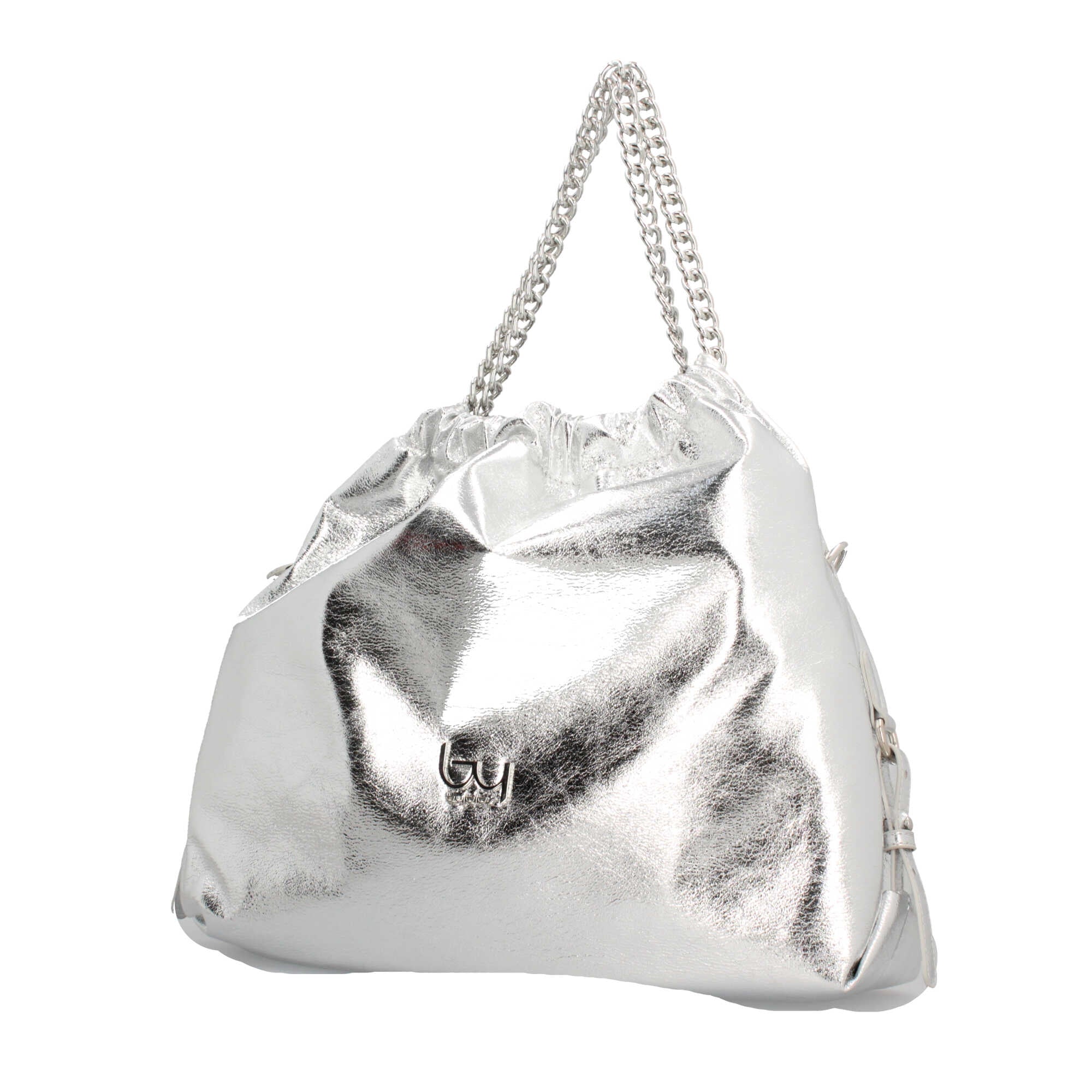 Borsa a spalla BY BYBLOS con effetto lucido e manici a catena