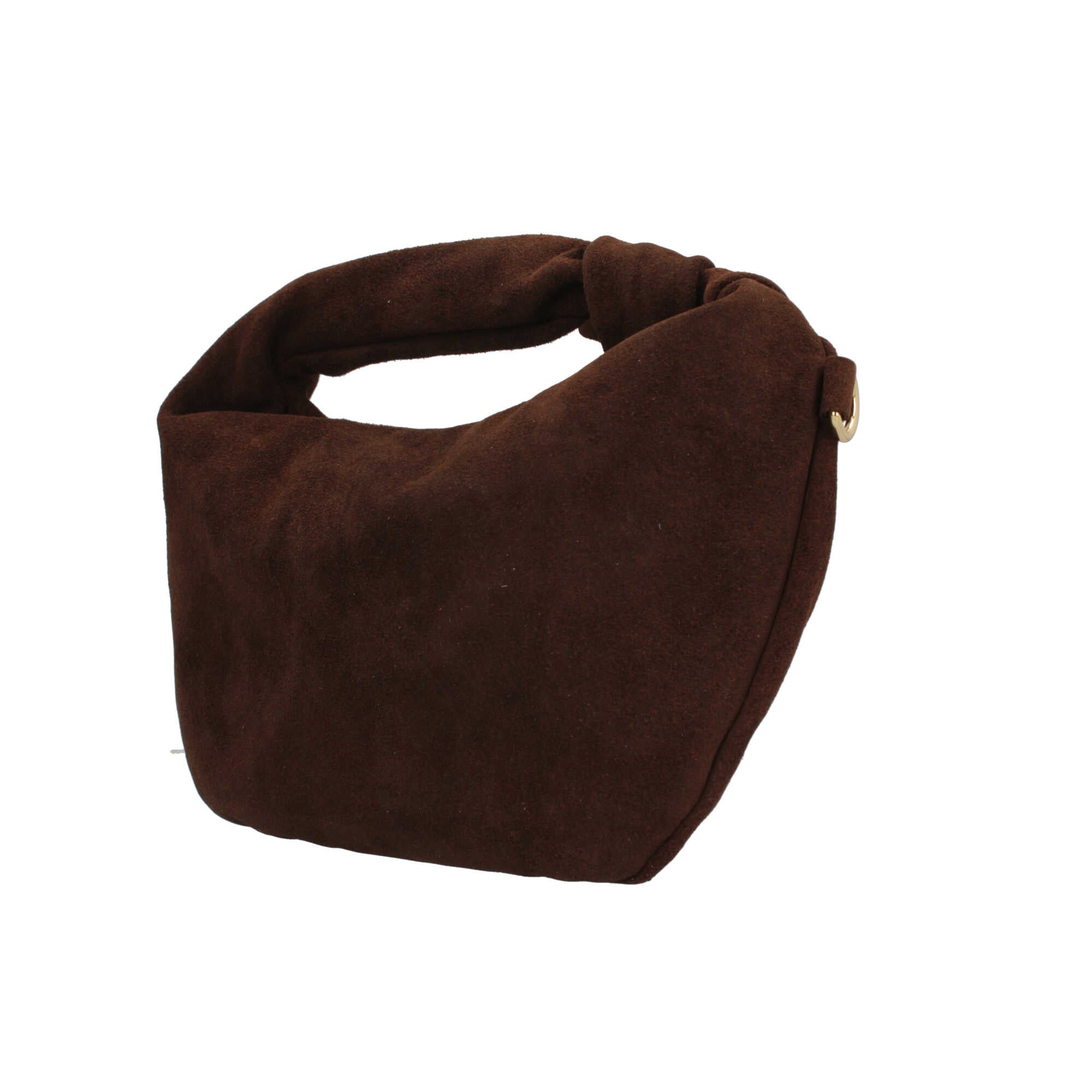 Borsa hobo in vera pelle scamosciata Made in Italy Marrone TU | Giò Fashion