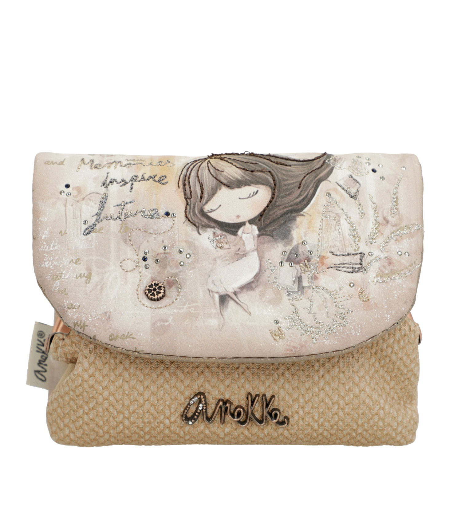 Portafoglio Anekke compatto con chiusura a patta e design romantico Beige TU | Giò Fashion