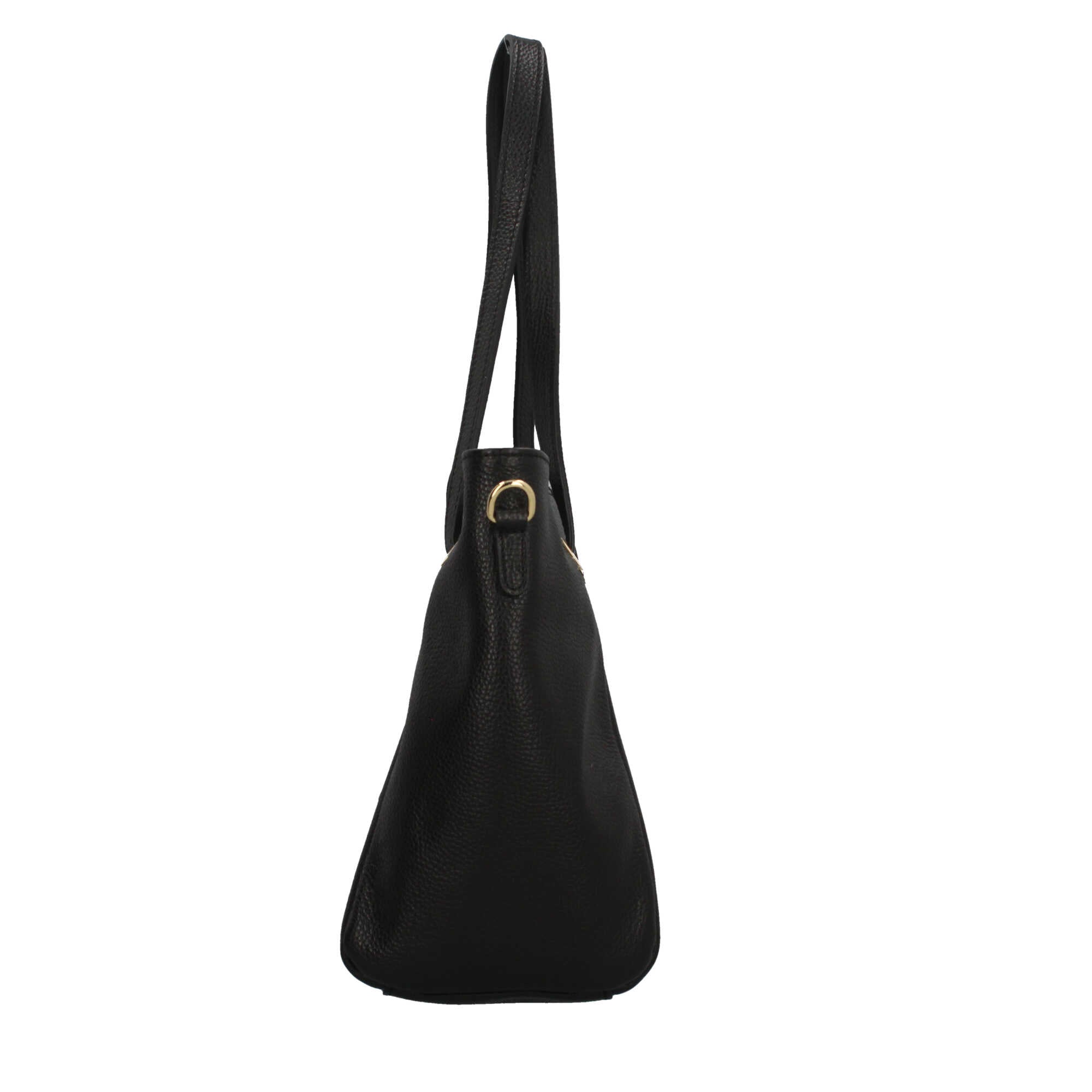 Borsa Made in Italy in vera pelle con tasche frontali e manici lunghi