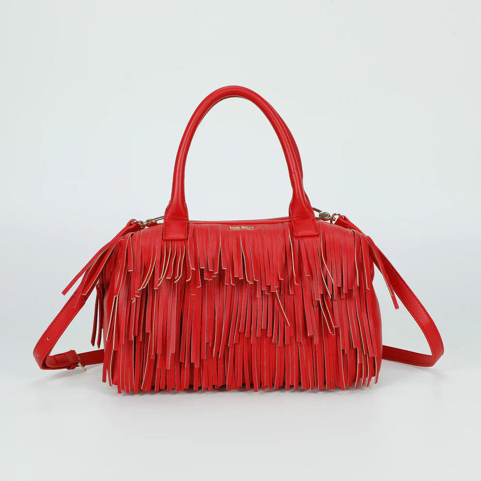 Borsa Loren Kraf elegant con frange e doppio manico Rosso TU | Giò Fashion