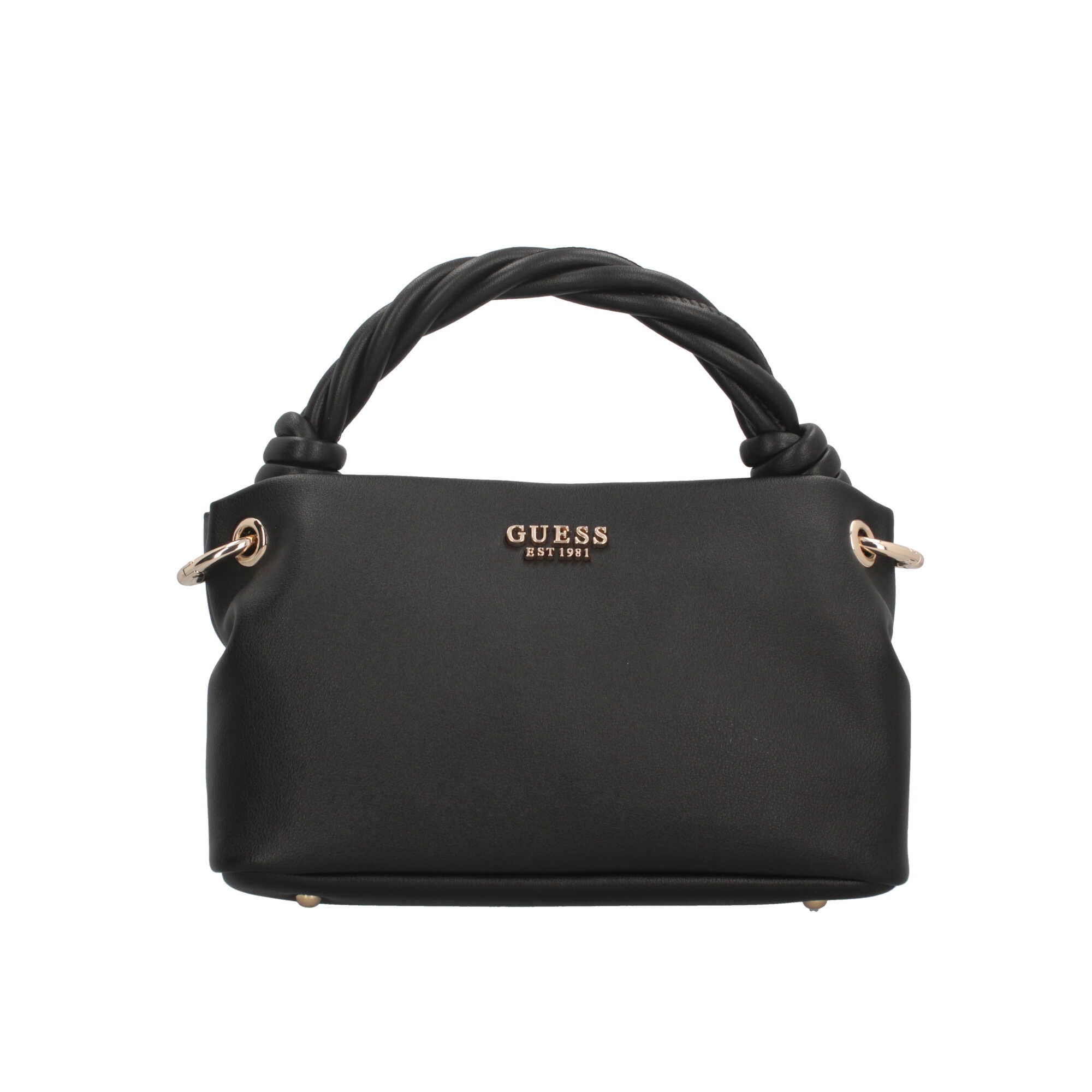 Borsa a mano Guess con manico intrecciato e logo in metallo Nero TU | Giò Fashion