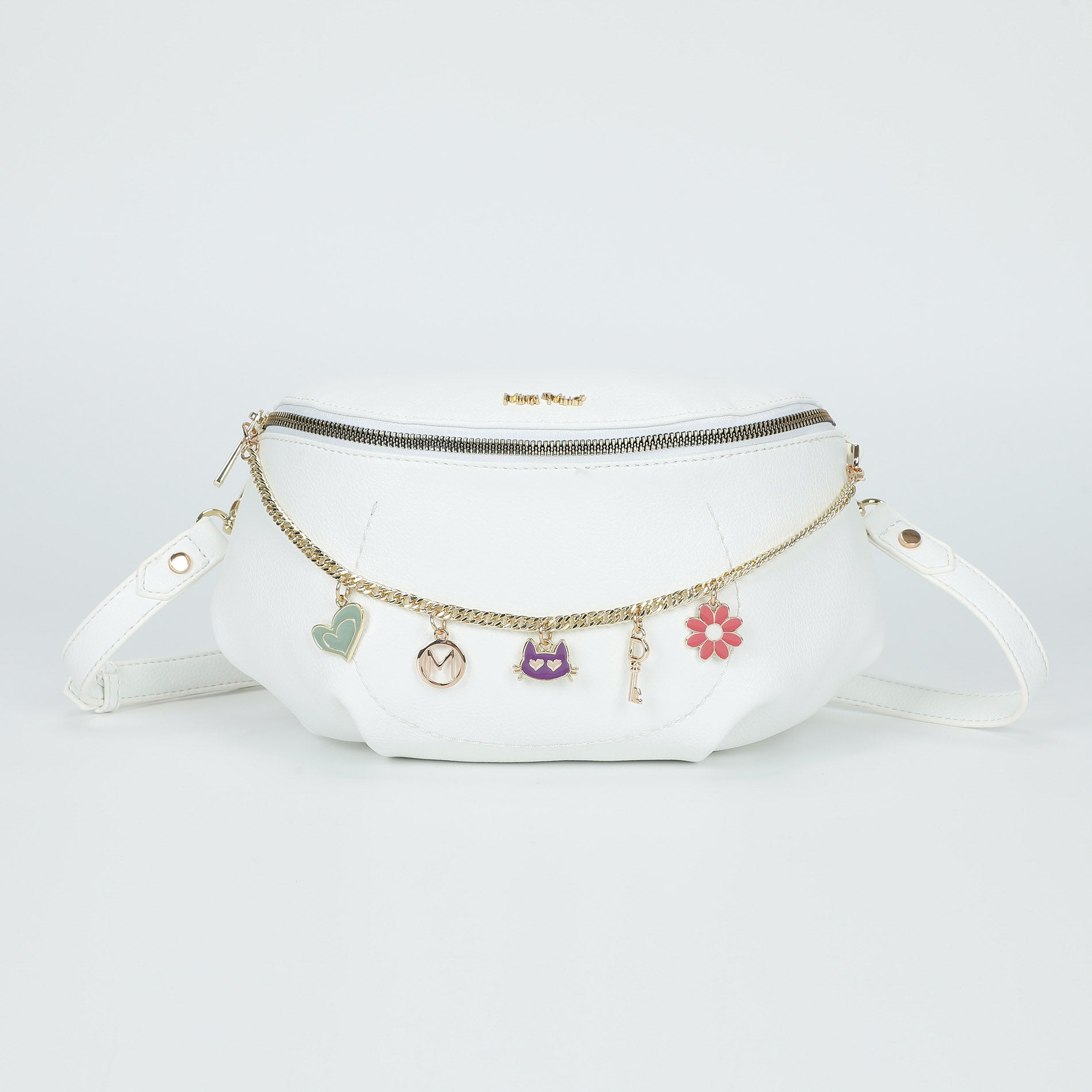 Mimi Mua marsupio con catena decorativa e chiusura zip Bianco TU | Giò Fashion
