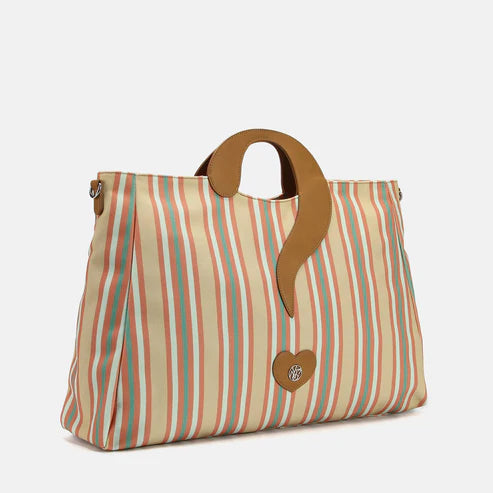 YNot borsa shopping a righe con punto interrogativo