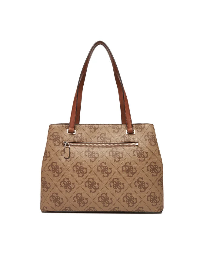 Shopper Guess con monogram e dettagli a contrasto