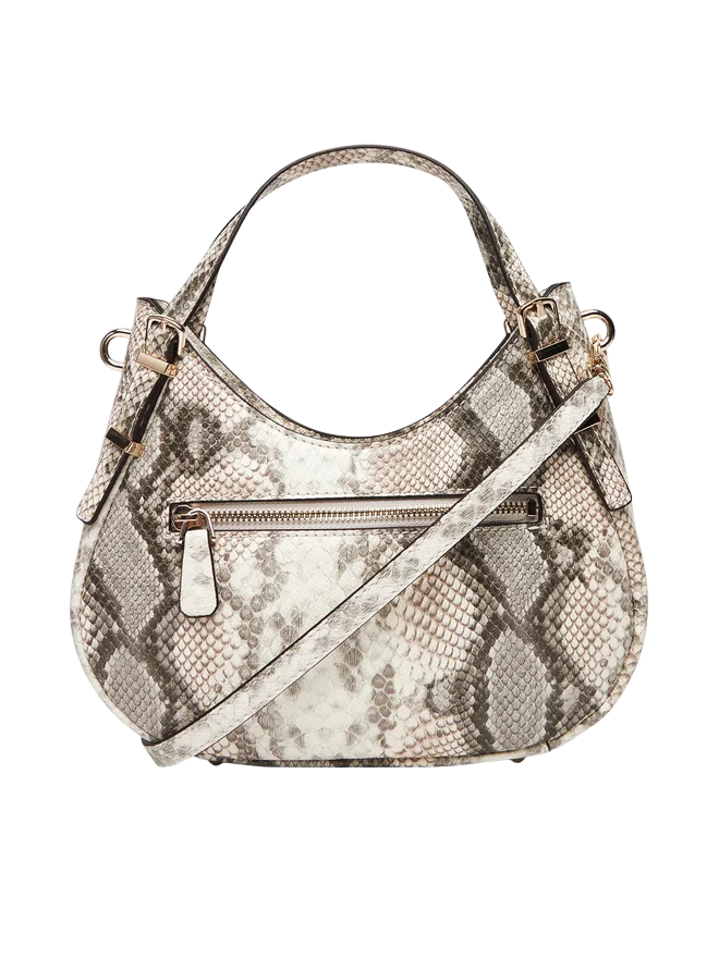 Borsa a spalla Guess effetto pitonato con dettaglio logo