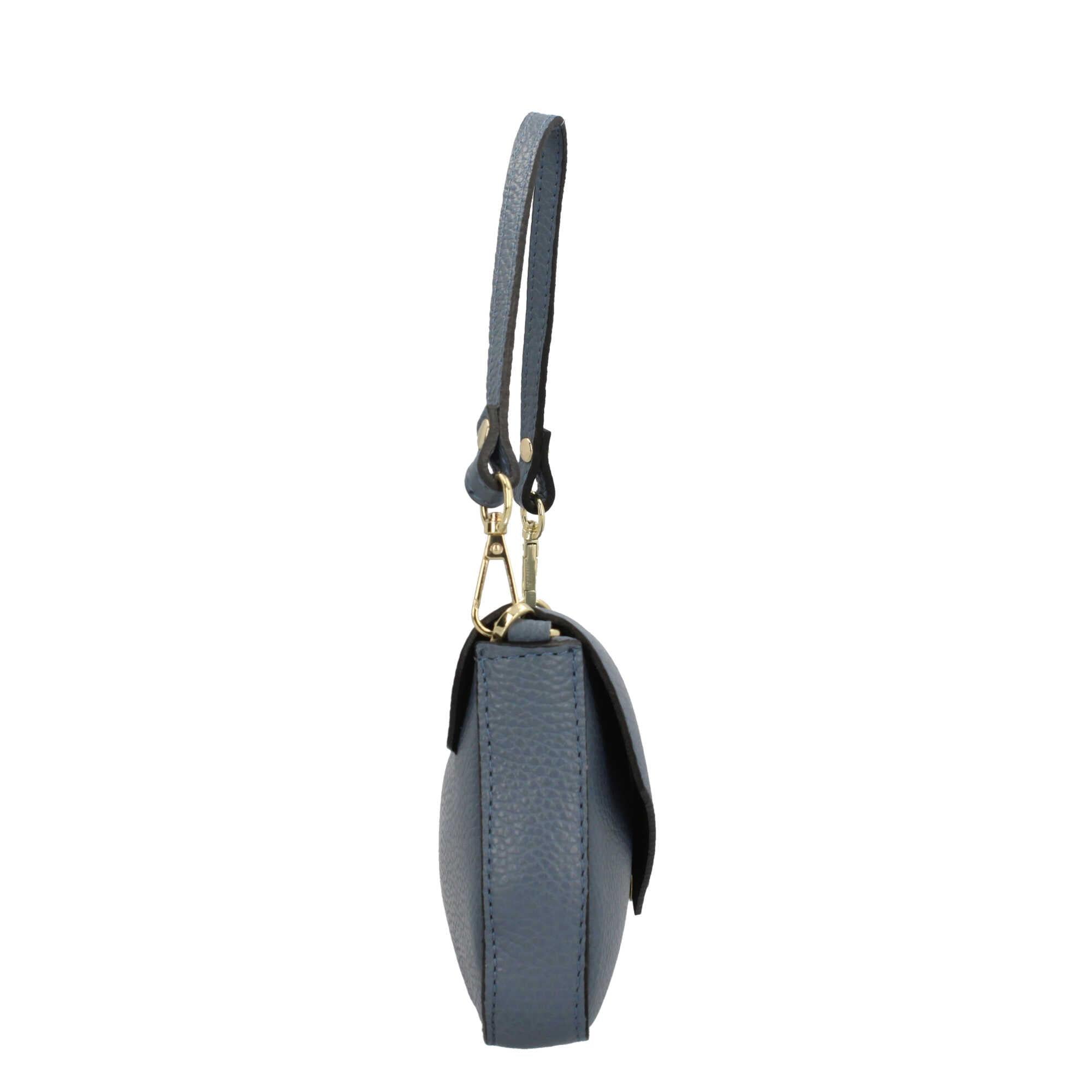 Borsa a spalla con chiusura con bottoncino in vera pelle