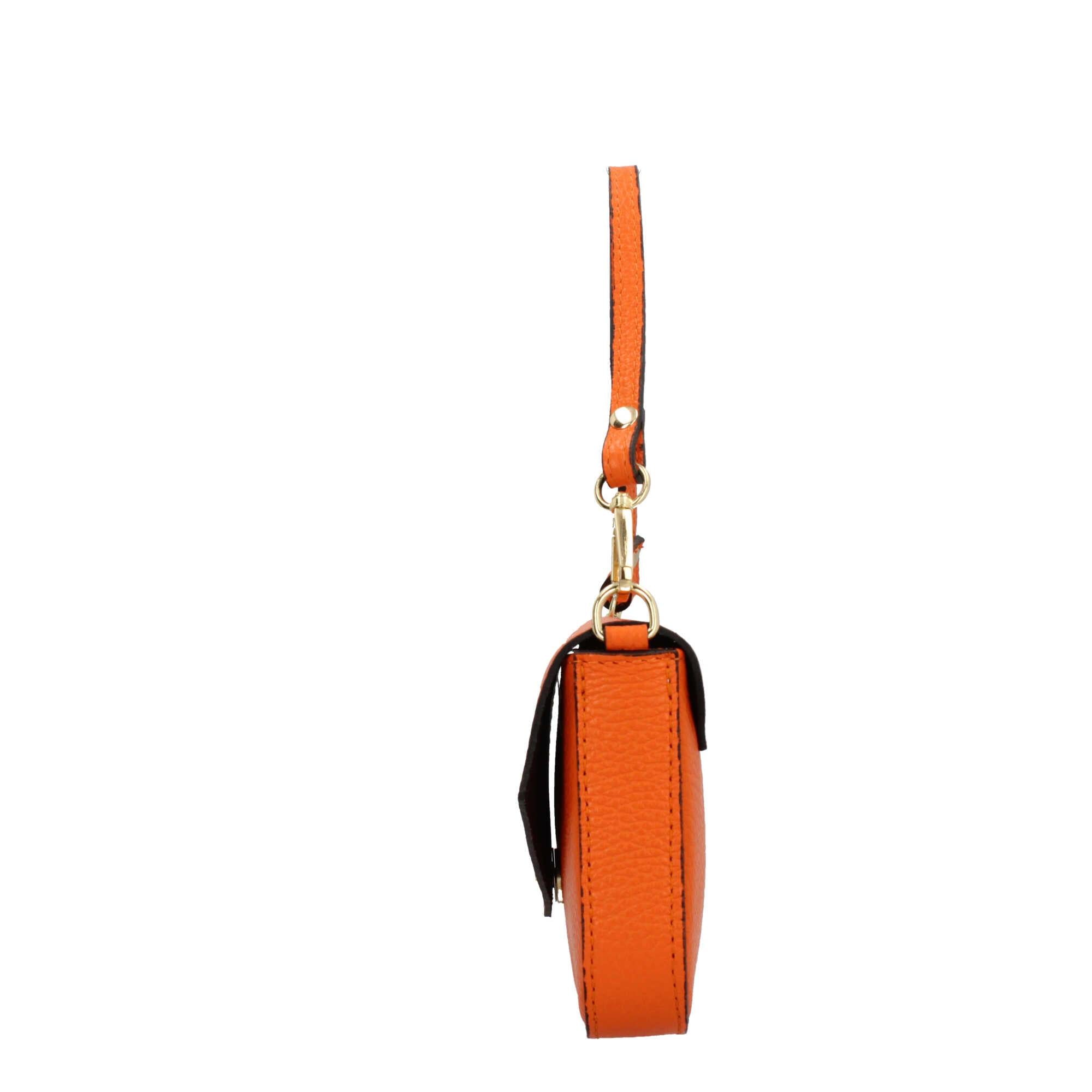 Borsa a spalla con chiusura con bottoncino in vera pelle