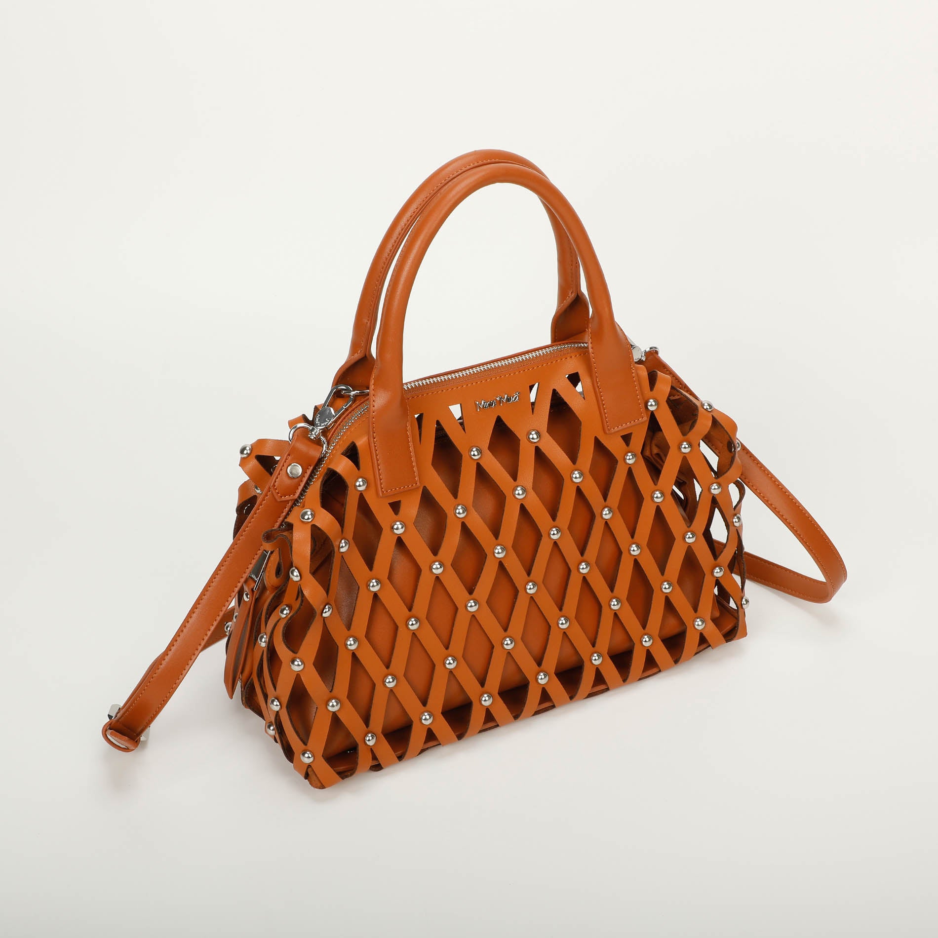 Mimi Mua borsa bauletto effetto rete con borchie