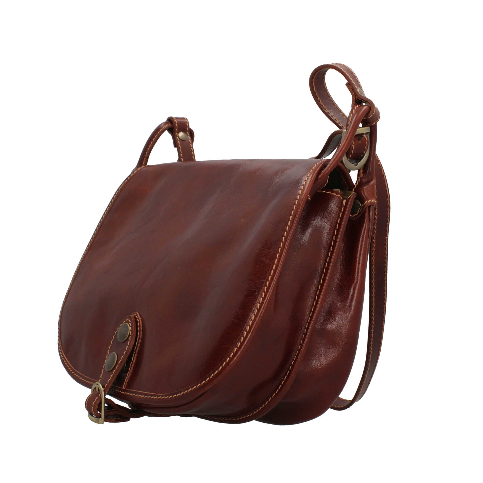 Borsa a tracolla grande in vera pelle artigianale Made in Italy