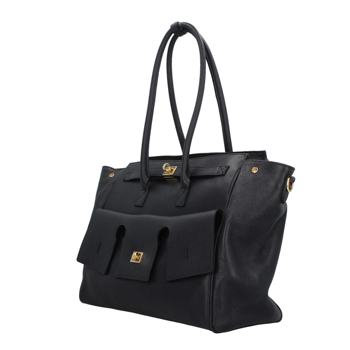 Borsa Made in Italy in vera pelle a spalla con design strutturato Blu TU | Giò Fashion