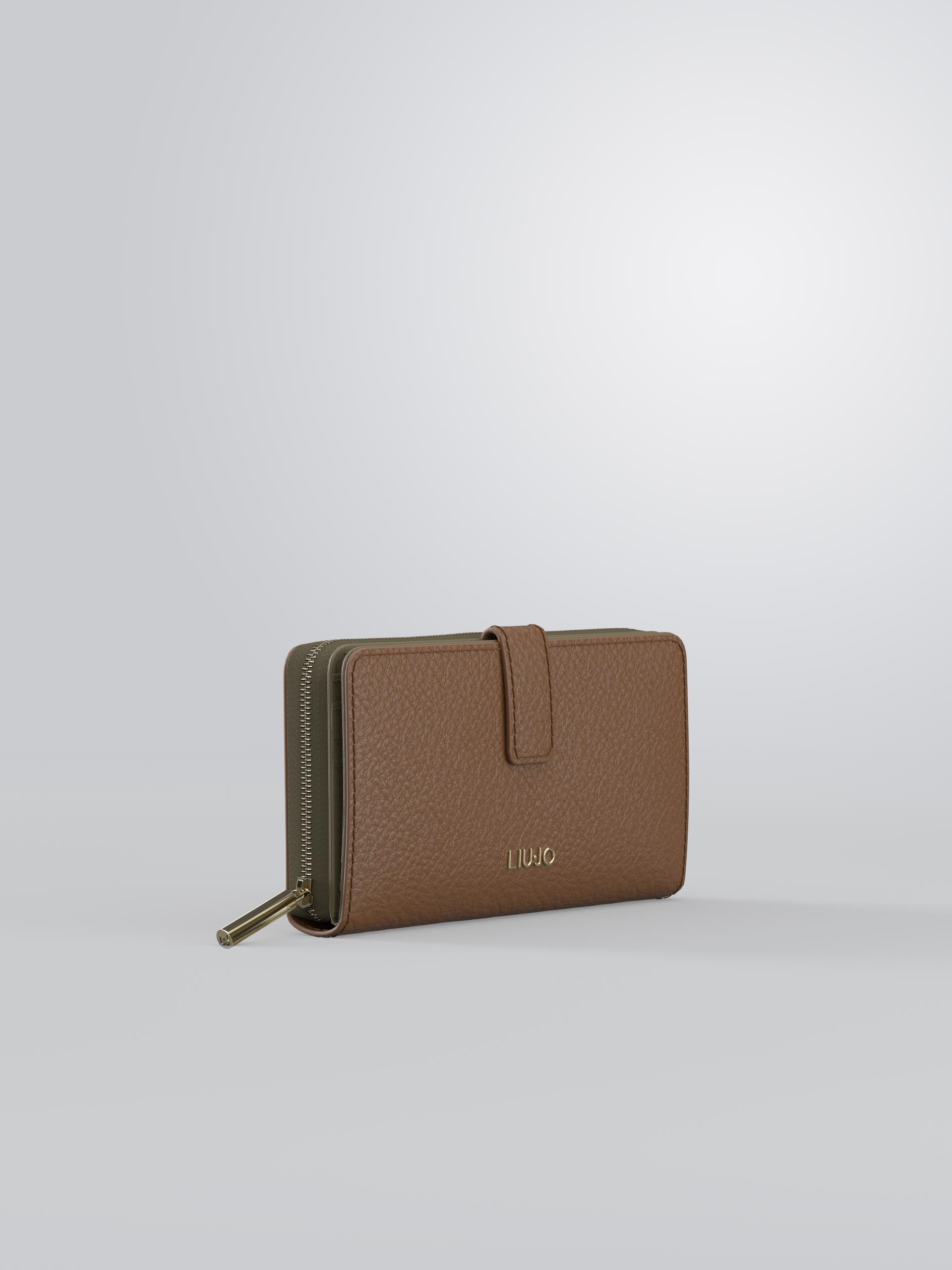 Portafoglio Liu Jo grande zip around con patta elegante donna Marrone TU | Giò Fashion