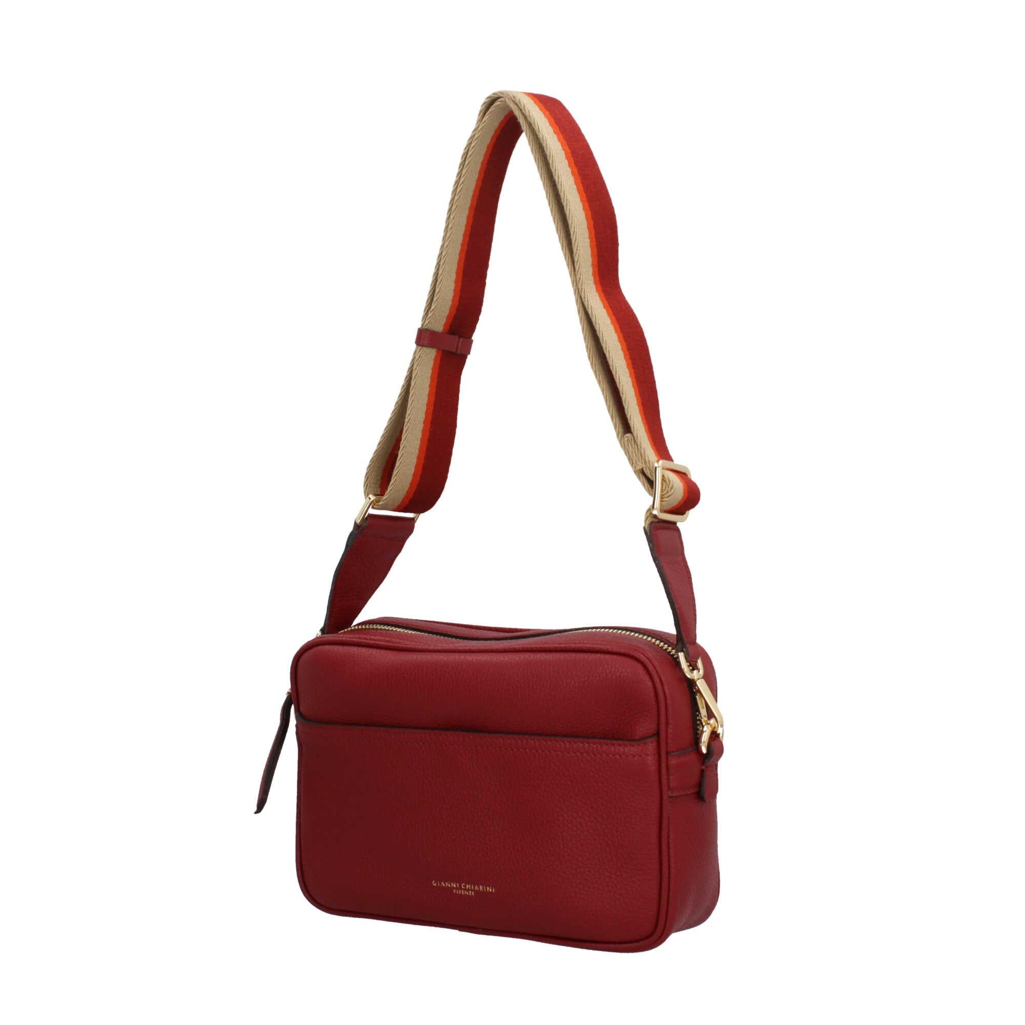 Gianni Chiarini Sporty Chic - Borsa a Tracolla in Pelle Grana con Tracolla a Contrasto
