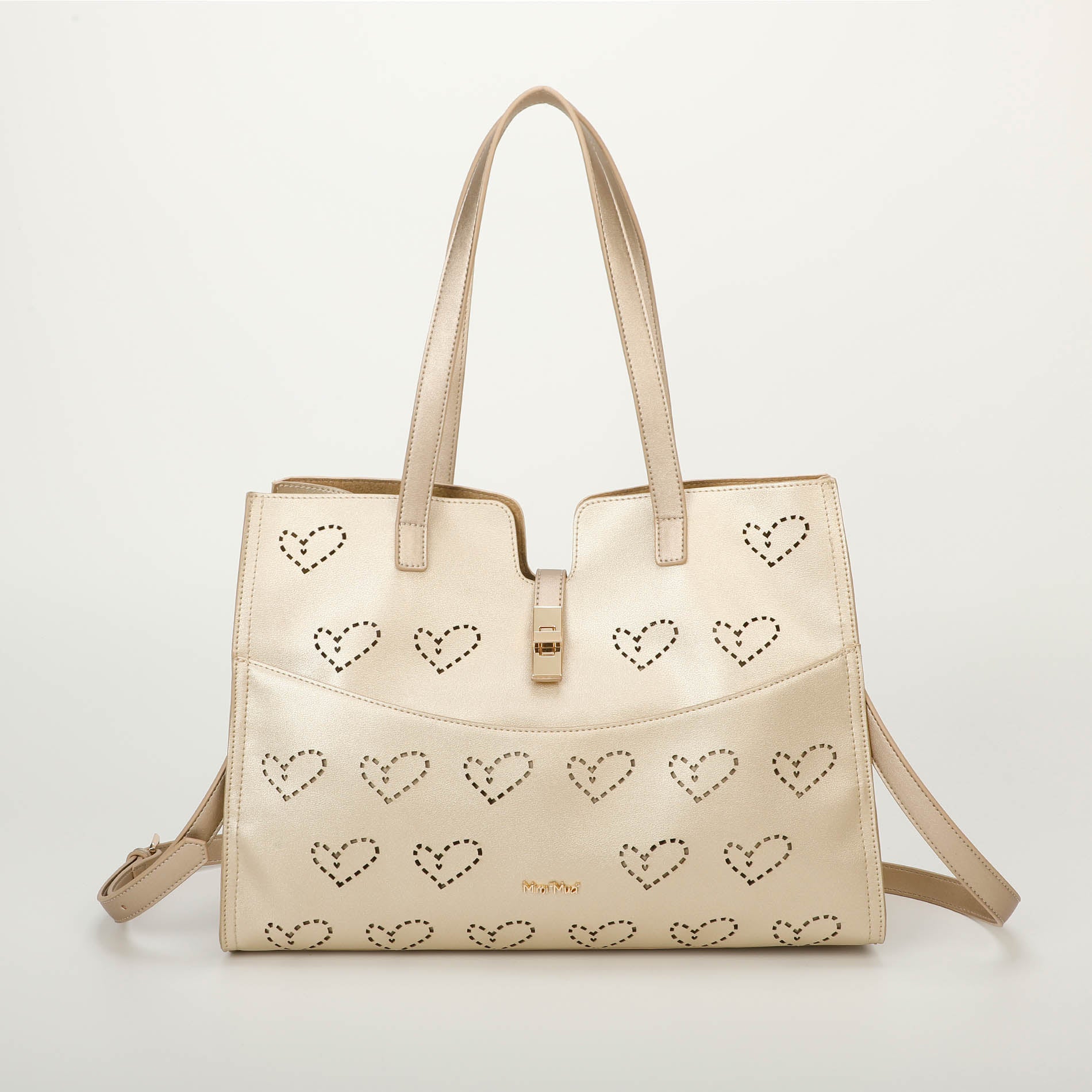Mimi Mua borsa shopping con cuore traforato Oro TU | Giò Fashion