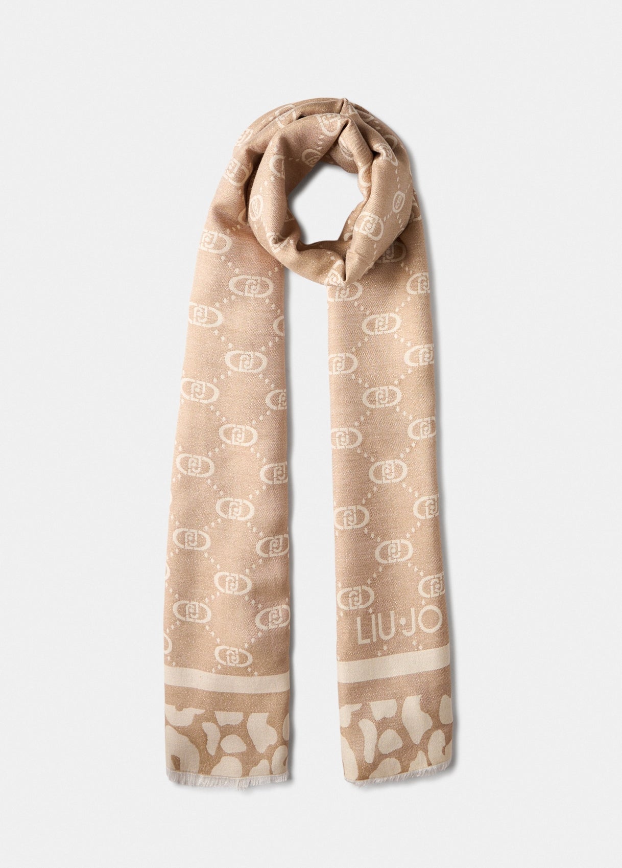 Liu Jo foulard jacquard con logo e motivo animalier Beige TU | Giò Fashion