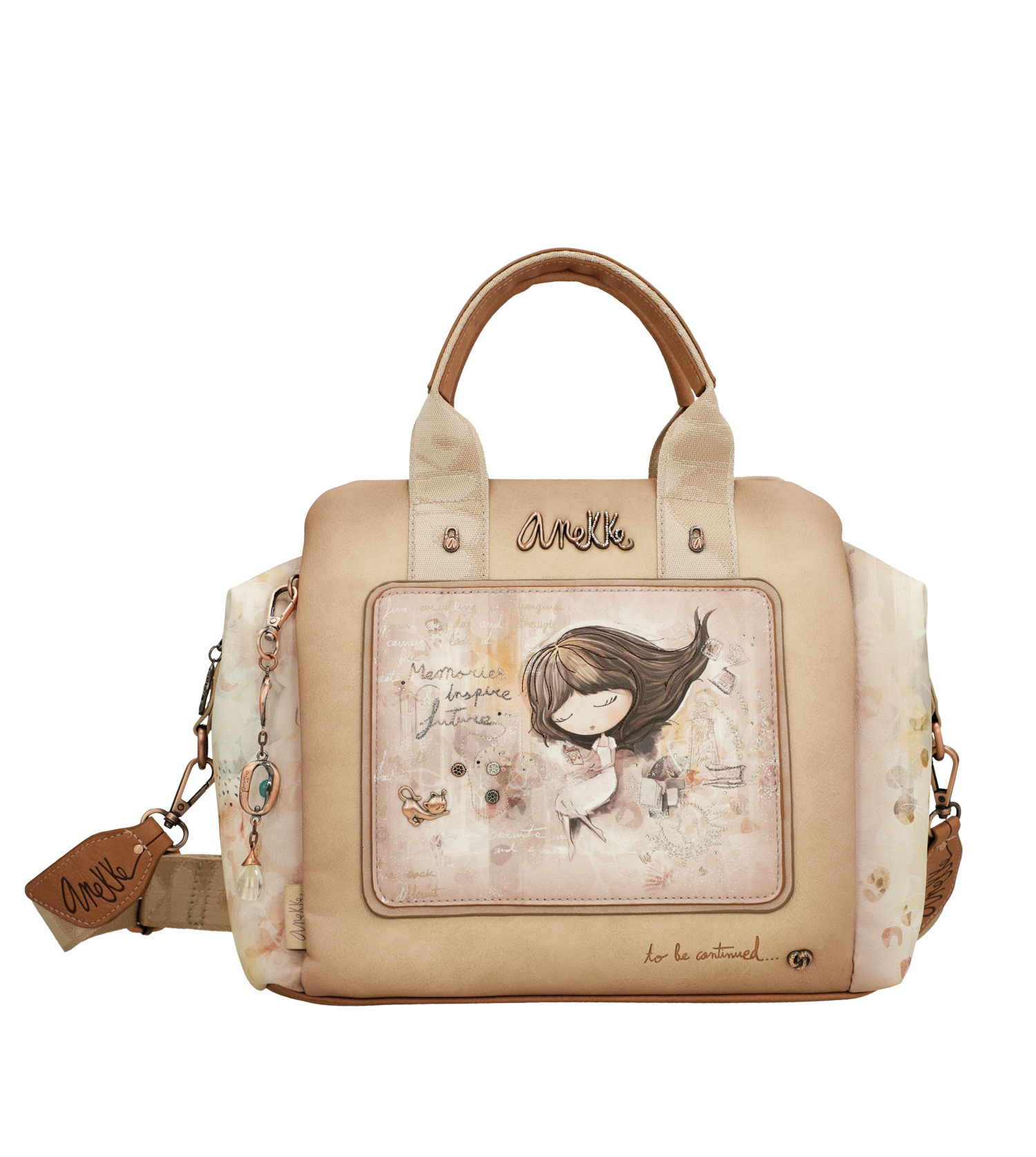 Borsa Anekke raffinata e capiente con illustrazione esclusiva Beige TU | Giò Fashion