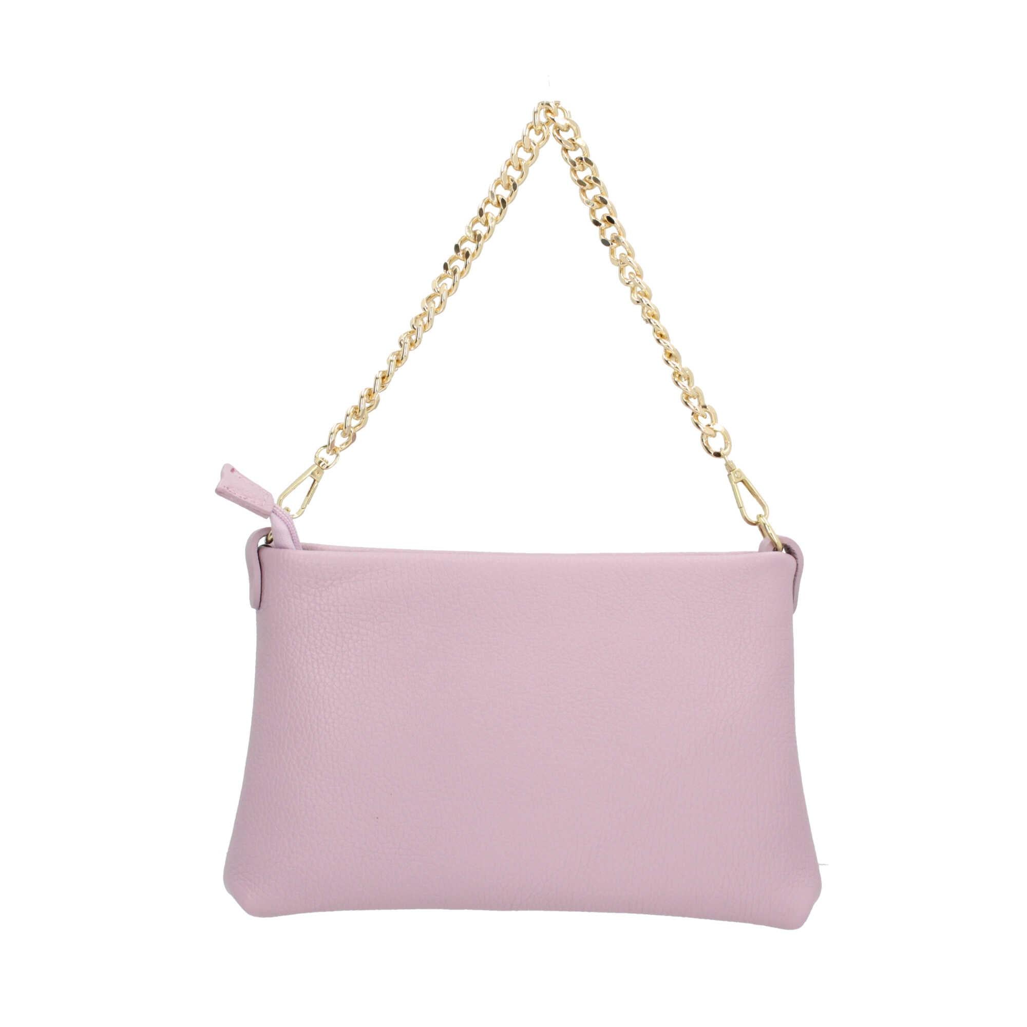 Borsa a spalla in vera pelle con catena Made In Italy